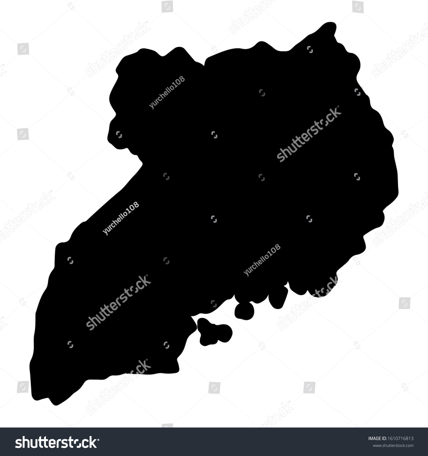 Uganda Map Silhouette Black Vector Illustration Royalty Free Stock