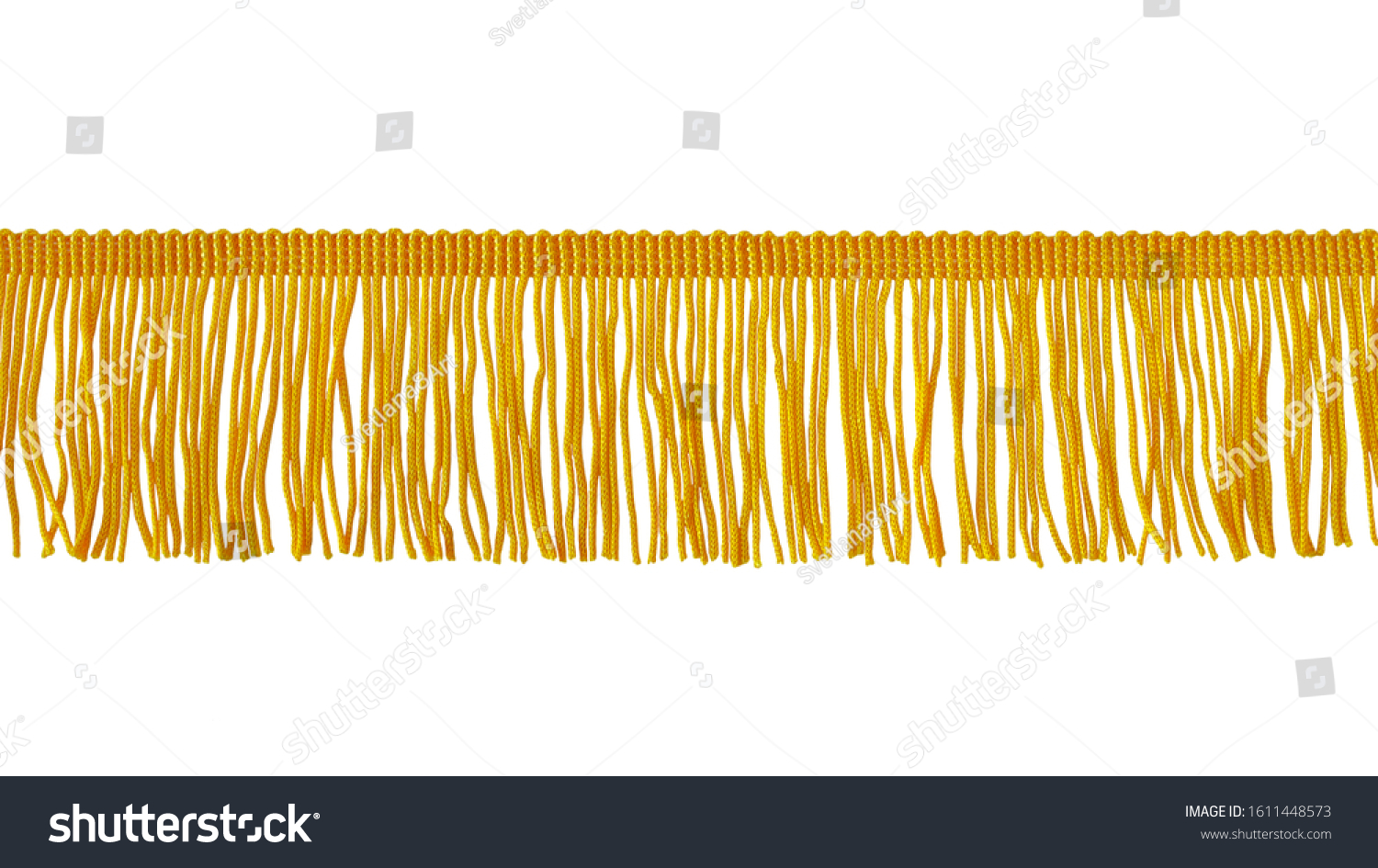 The fringe is yellow. Isolated on a white background. Decor, design, decoration, texture. #1611448573