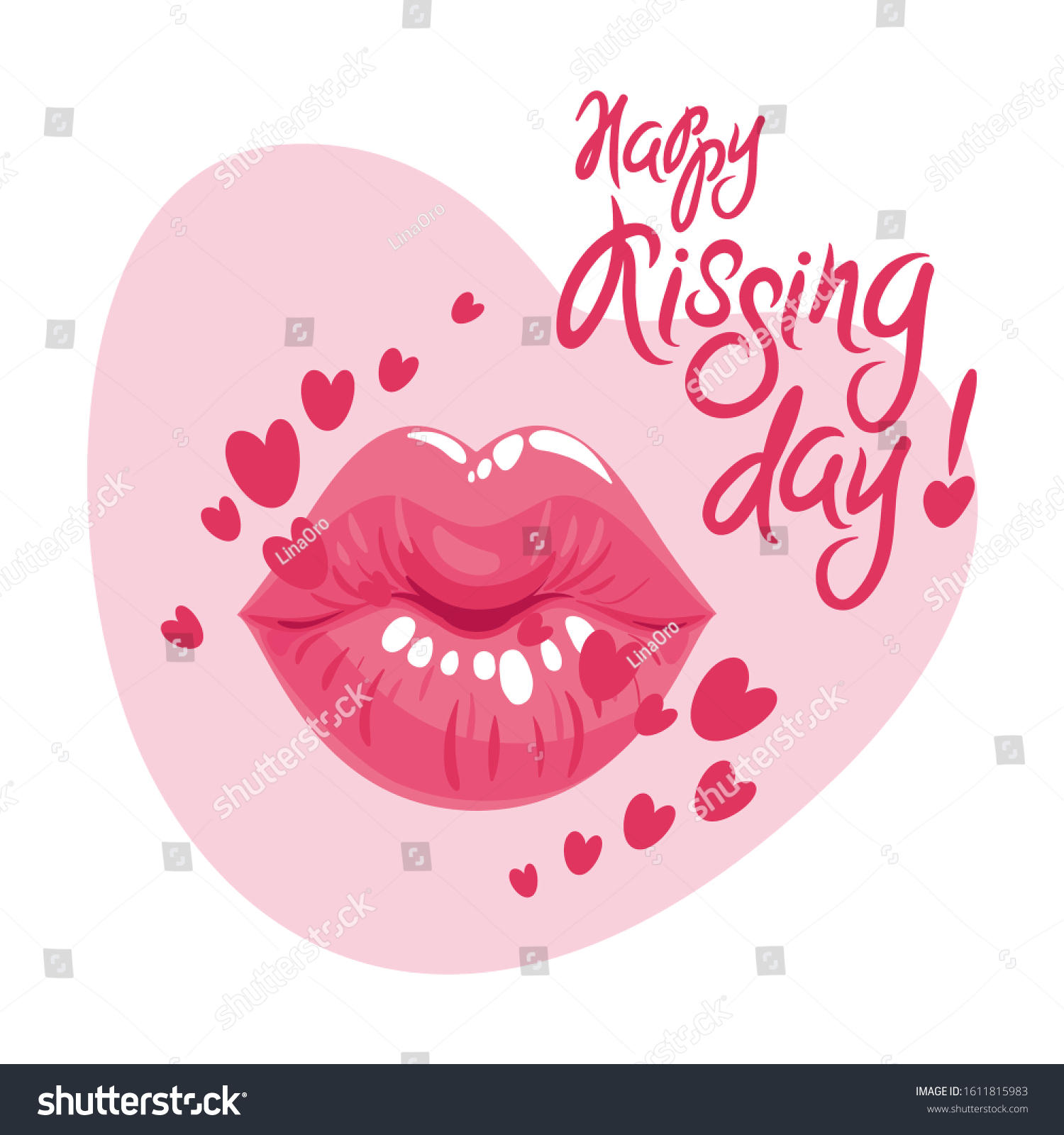 Sensitive Lips Send An Air Kiss Lettering Royalty Free Stock Vector 1611815983