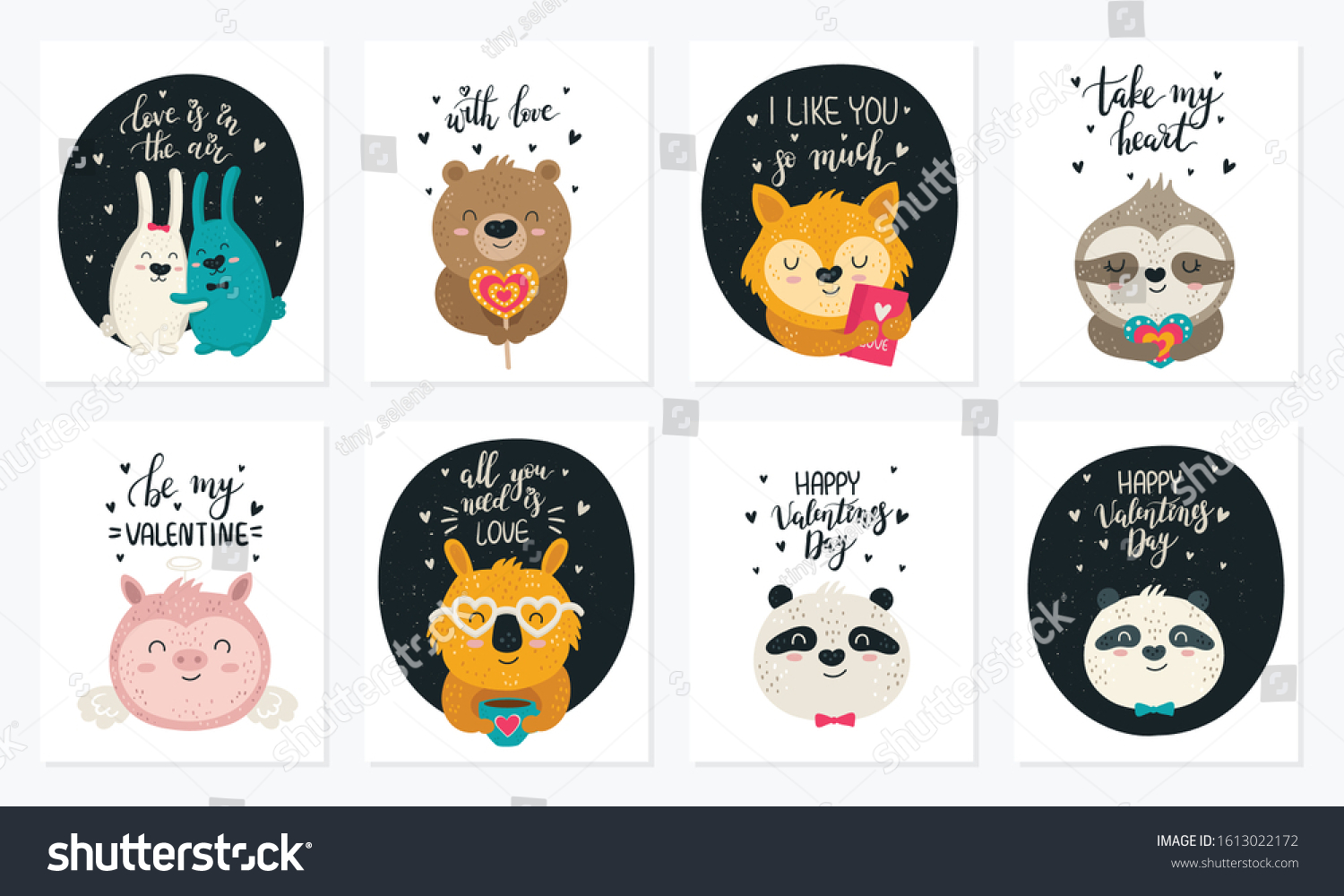 Vector hand drawing poster collection with cute - Royalty Free Stock ...