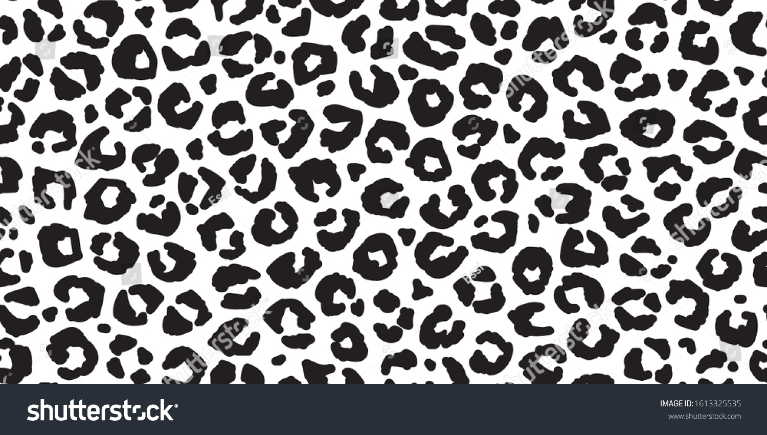 Seamless leopard fur pattern. Fashionable wild leopard print background. Modern panther animal fabric textile print design. Stylish vector black and white illustration #1613325535