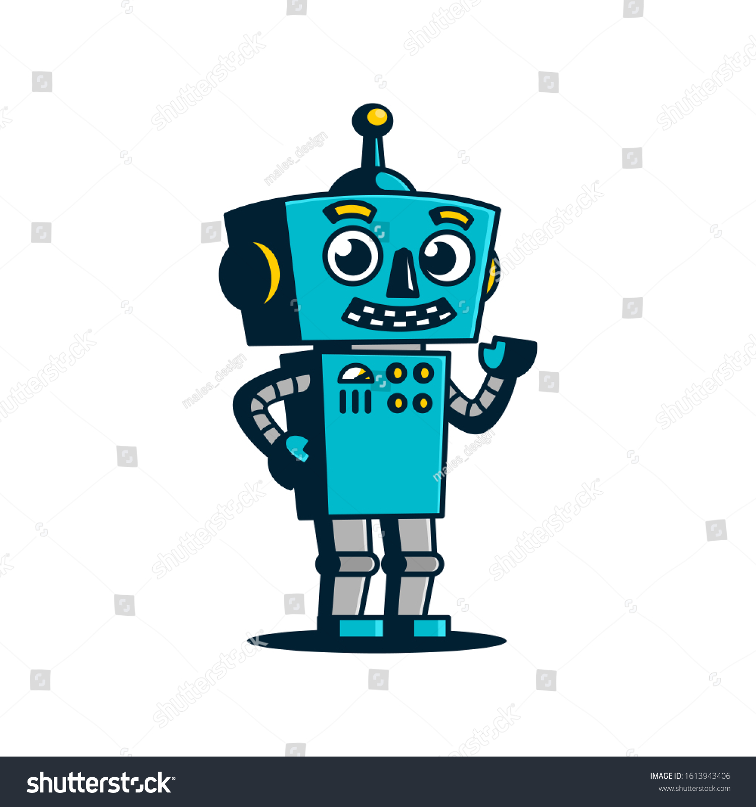 Retro robot vintage toys. Vector illustration in - Royalty Free Stock ...