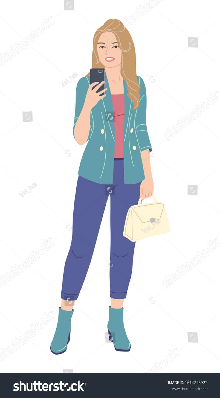 Young Woman Taking Mirror Selfie Photo On Royalty Free Stock Vector