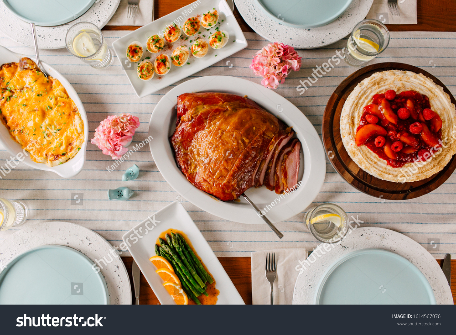 Easter Brunch, Ham Dinner, Dinner Table Spread #1614567076