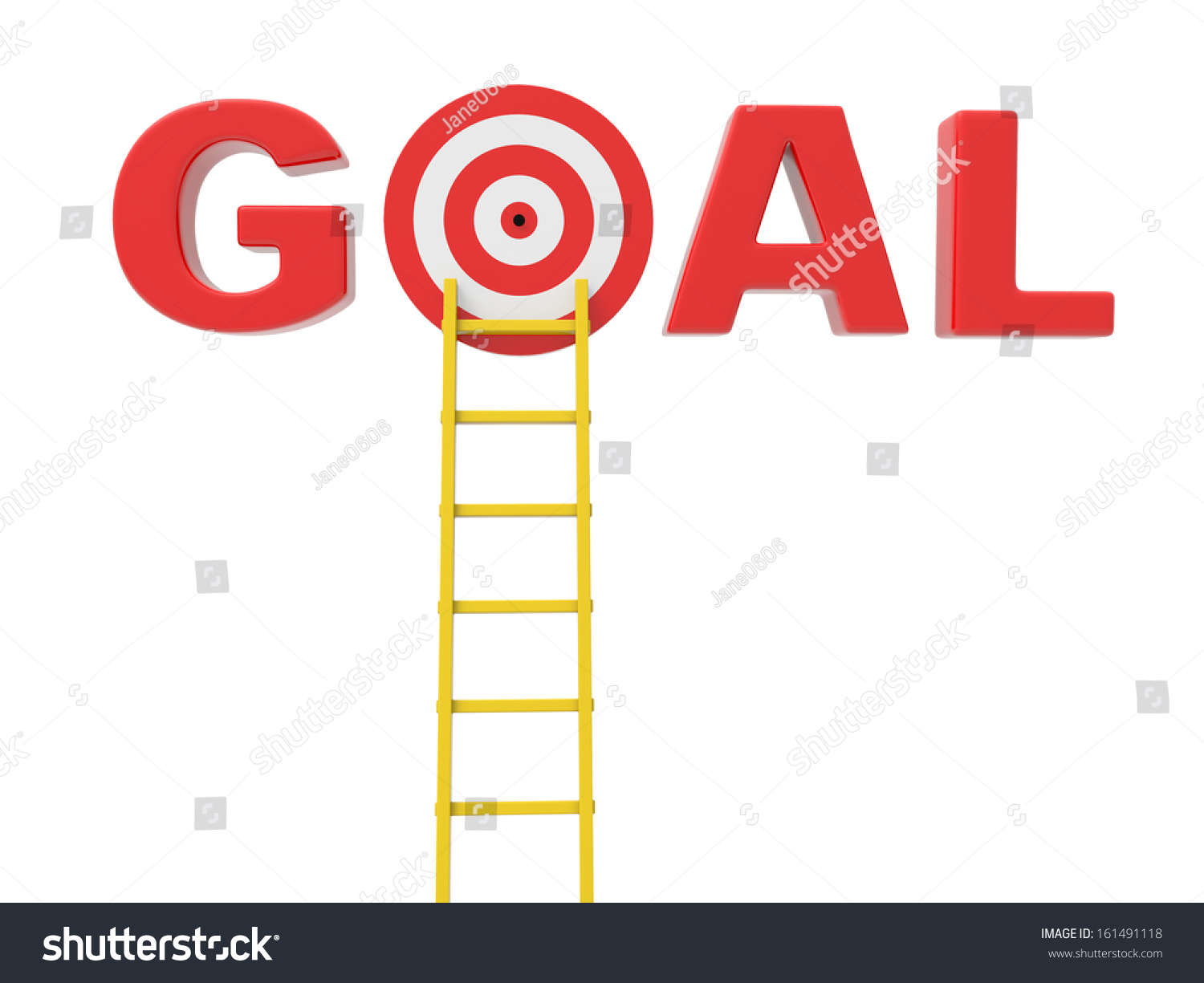 3d ladder to the target in word goal - Royalty Free Stock Photo ...