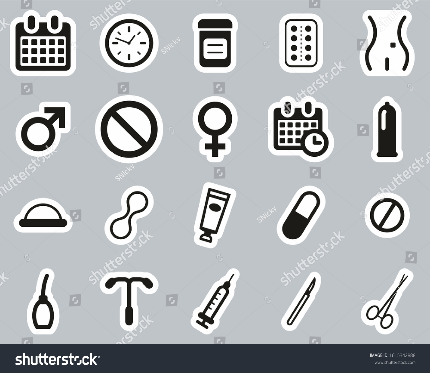 Contraception Methods Icons Black And White Royalty Free Stock Vector 7314