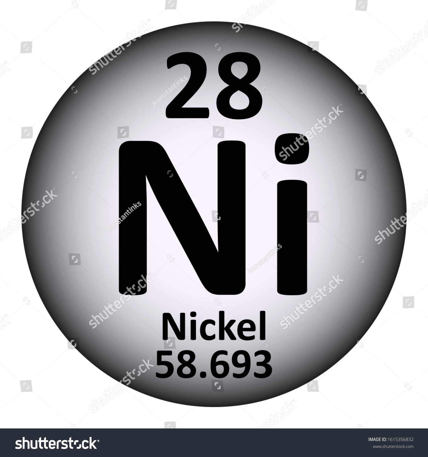 Periodic Table Element Nickel Icon On White Royalty Free Stock Vector 1615356832 6226