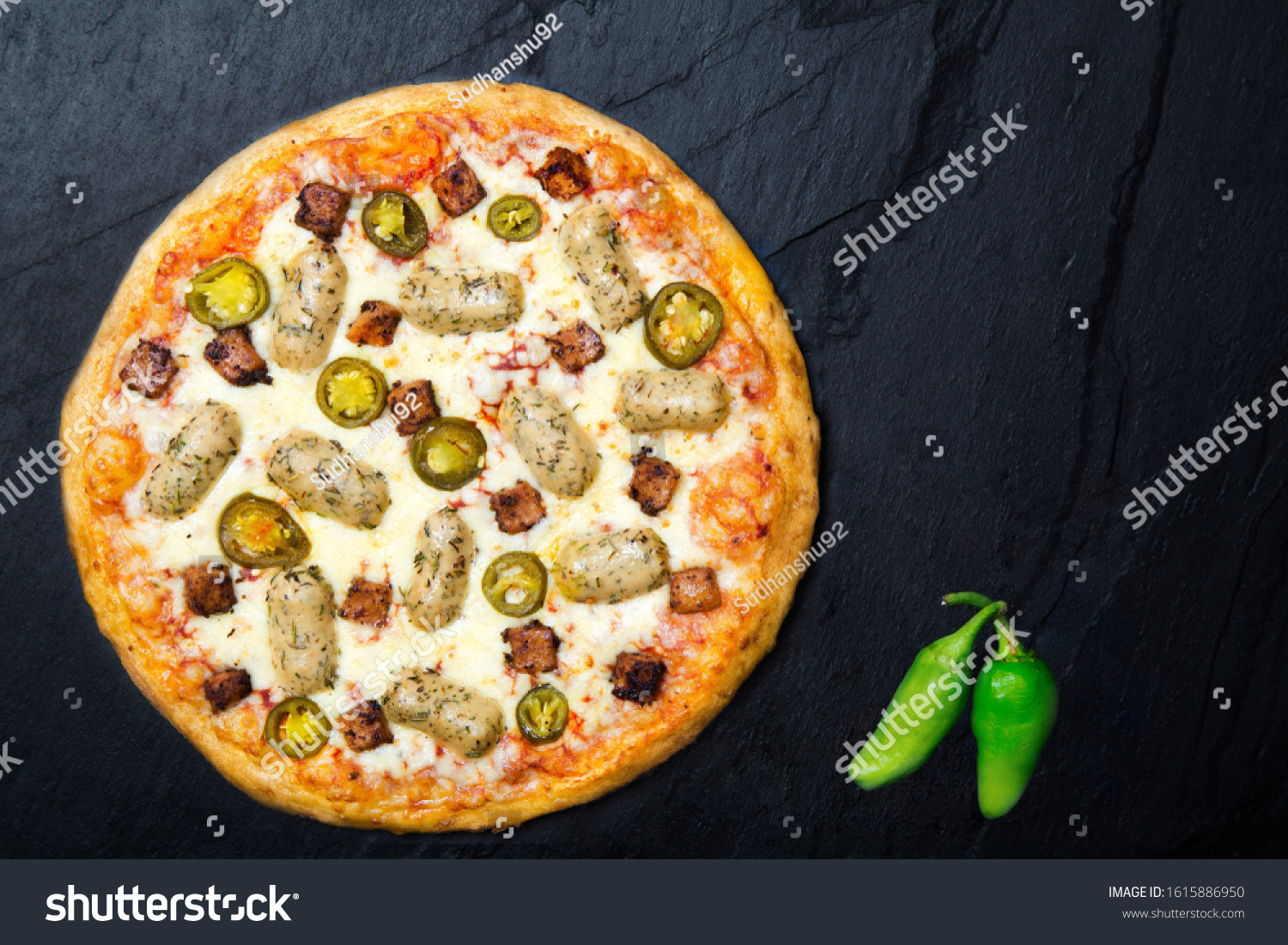 Tasty Gourmet pizza with beautiful back ground #1615886950