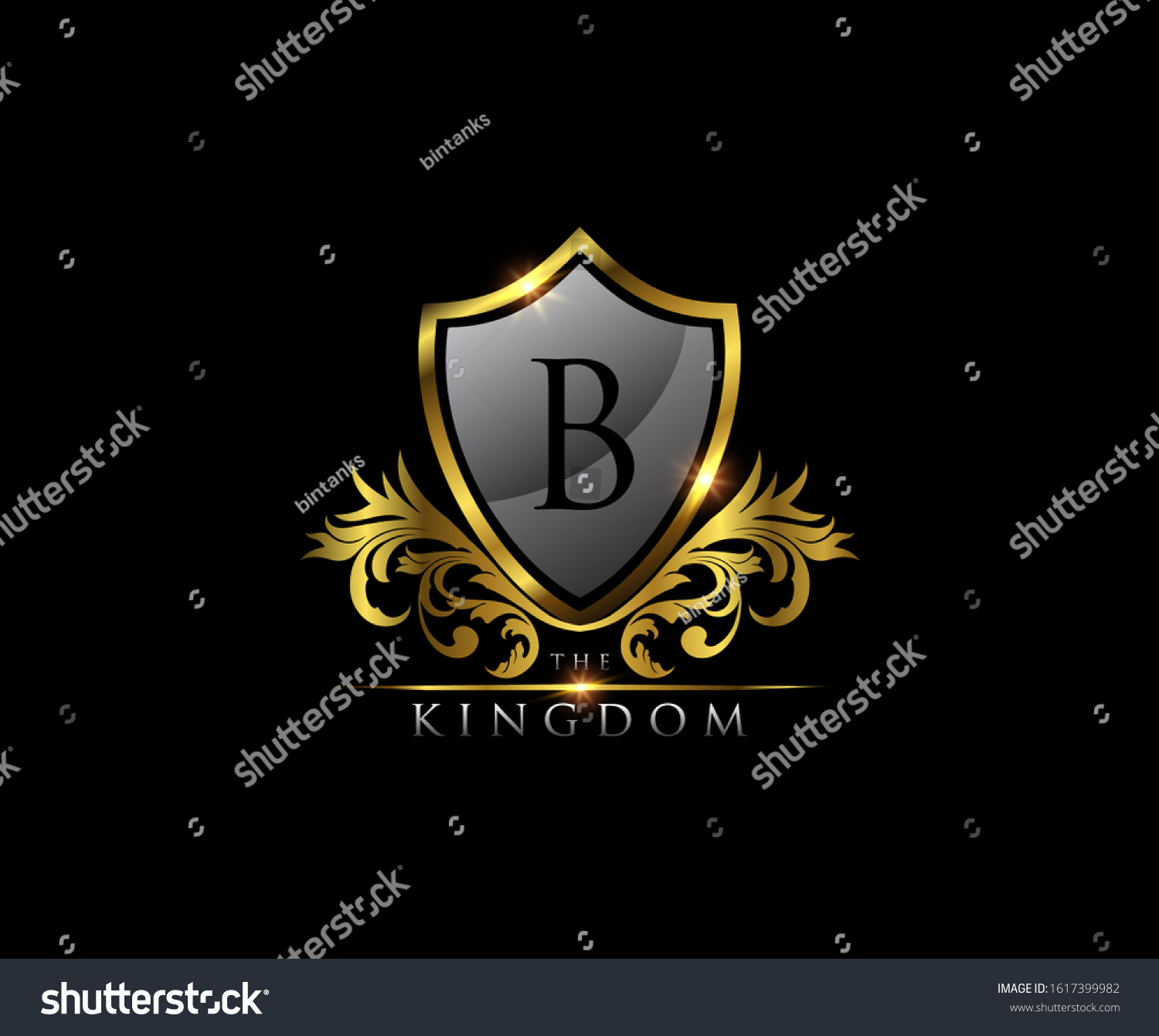 B Letter Luxury Golden Shield Logo Icon, - Royalty Free Stock Vector ...