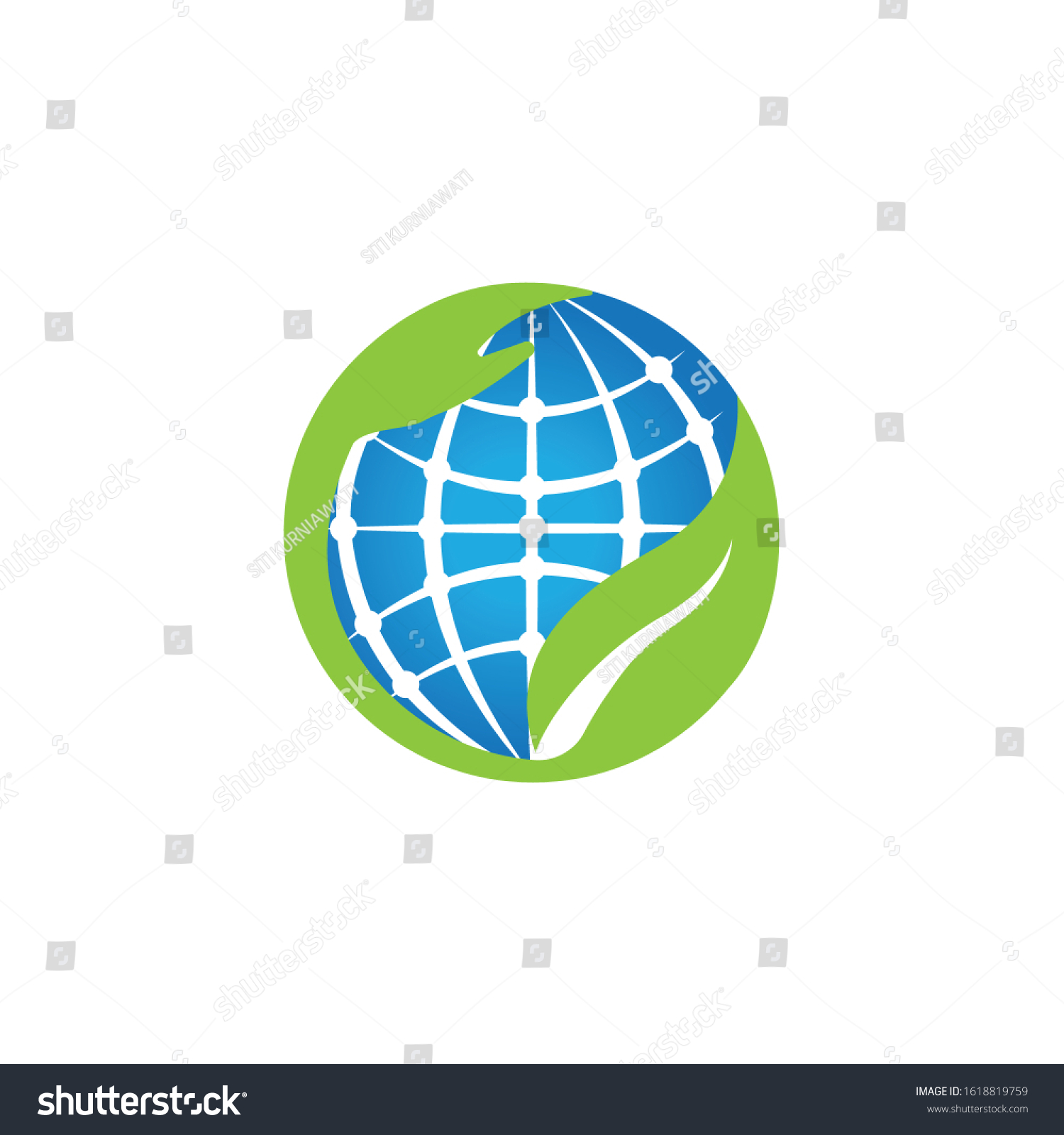 Green Ecological Logo Globe Leaf Icon - Royalty Free Stock Vector ...