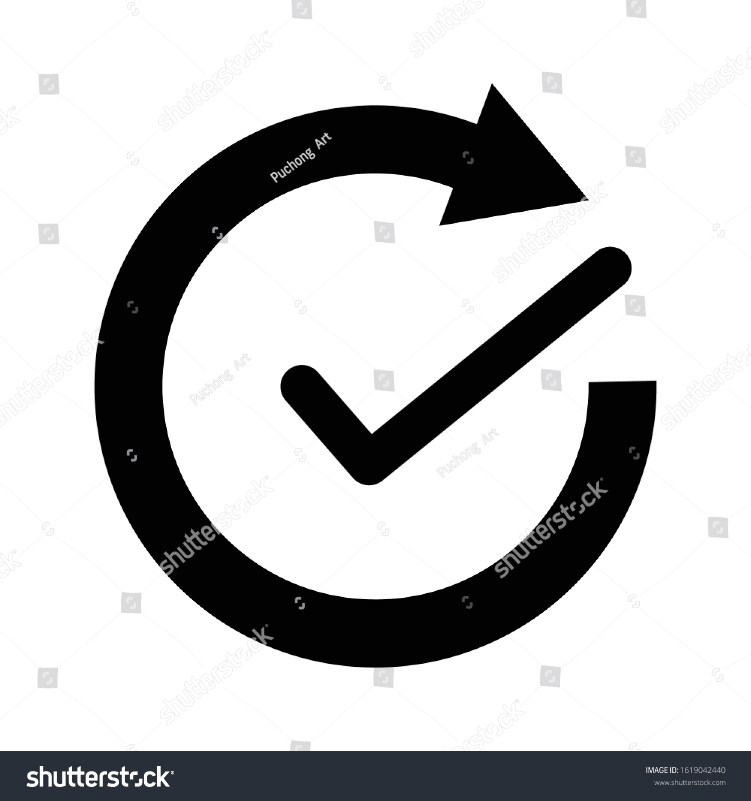 Rounded rotate arrow with check mark icon. - Royalty Free Stock Vector ...