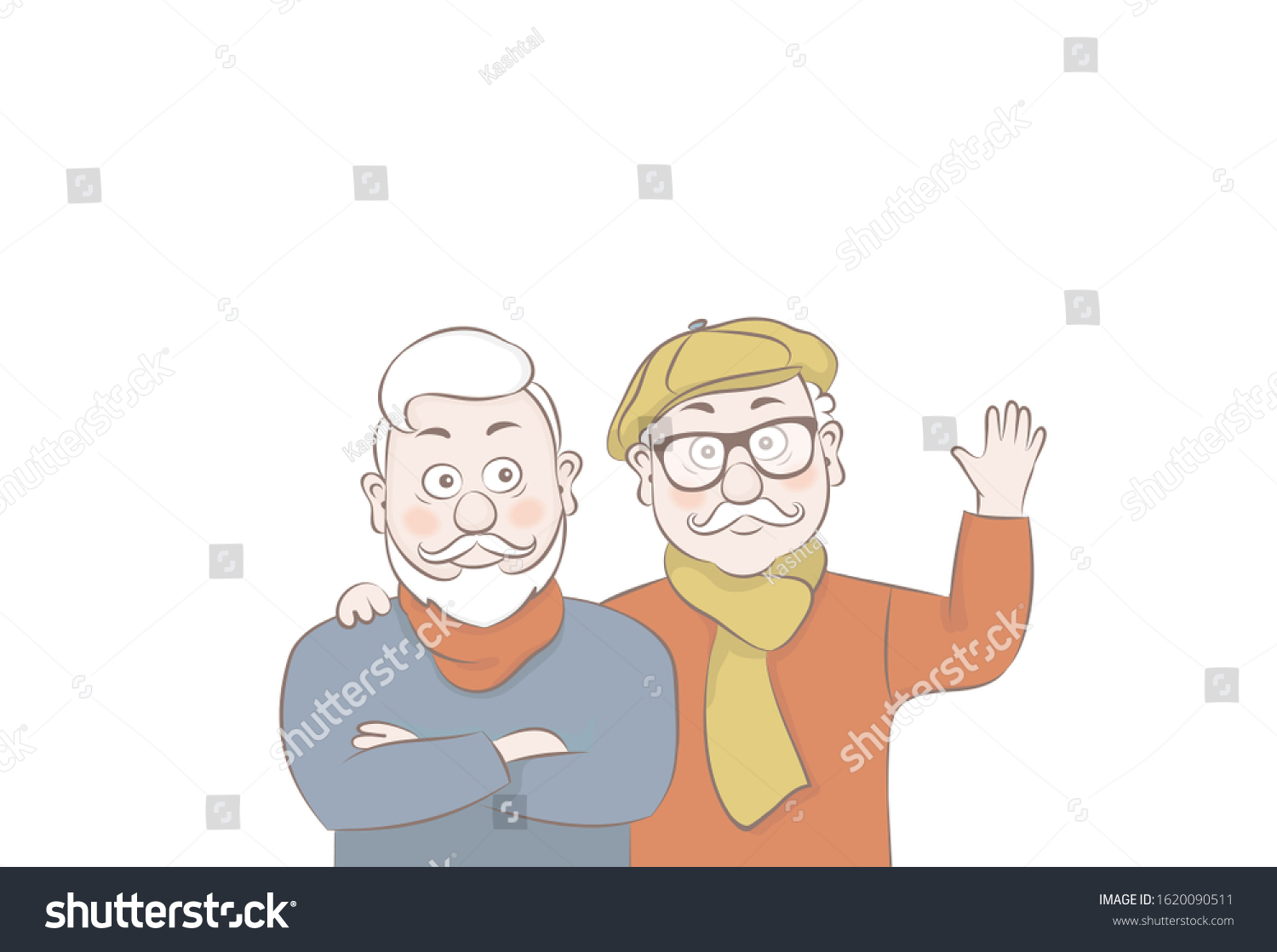 Vector Illustration Two Attractive Old Men Old Royalty Free Stock