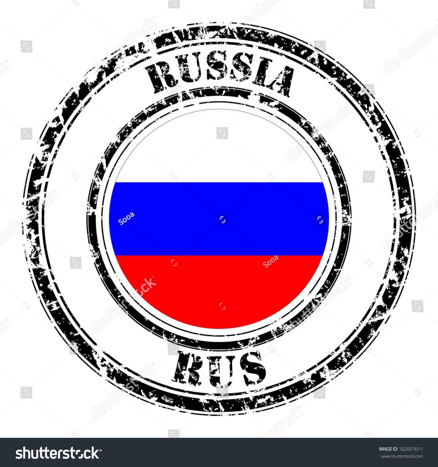 Russia Grunge Flag On Button Stamp - Royalty Free Stock Photo 162057611 