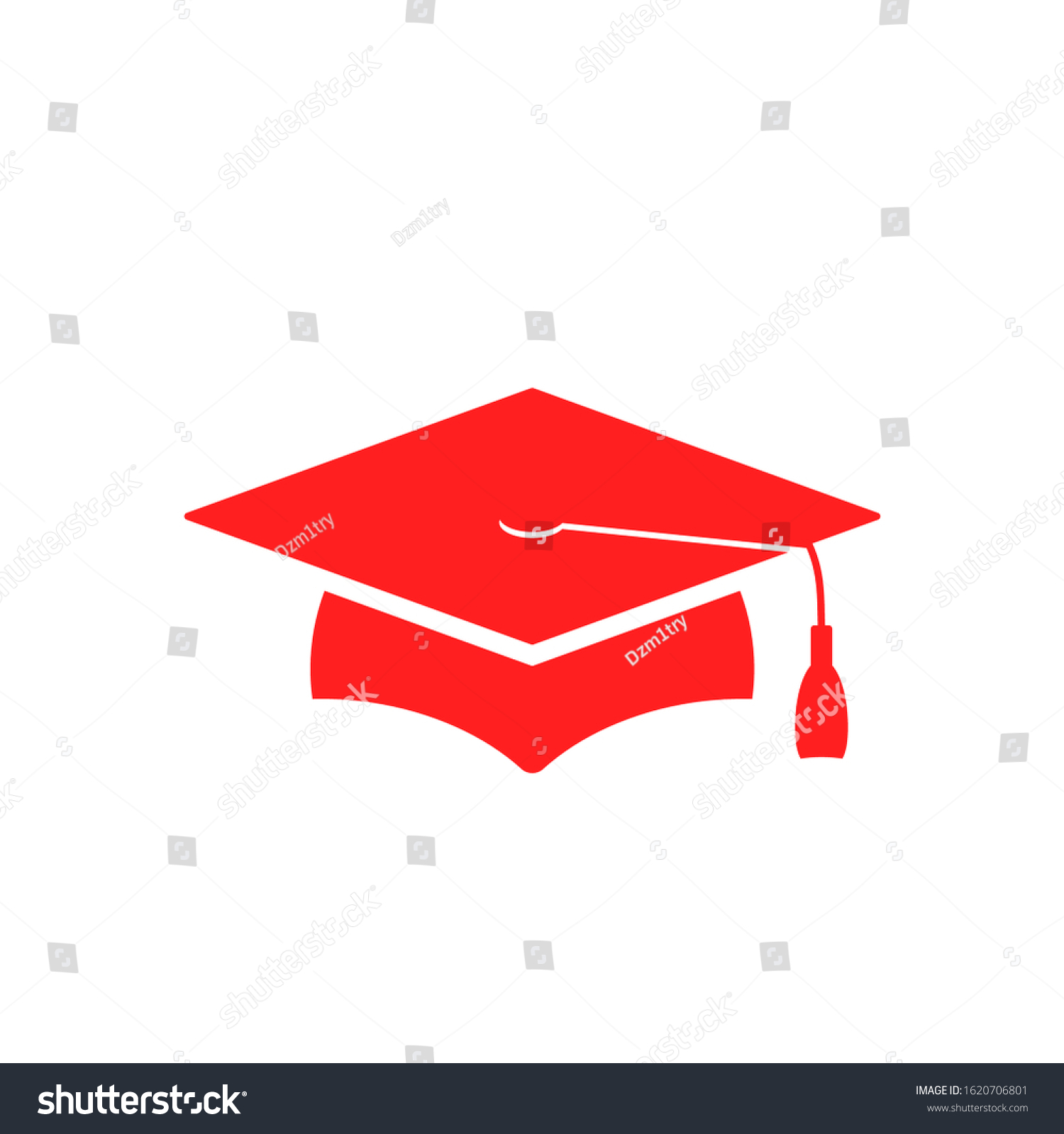 Red grad cap icon. Clipart image isolated on - Royalty Free Stock ...