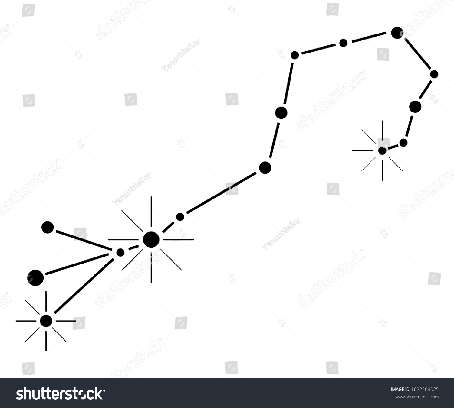 Hand-drawn Traced Scorpius Constellation In - Royalty Free Stock Vector 