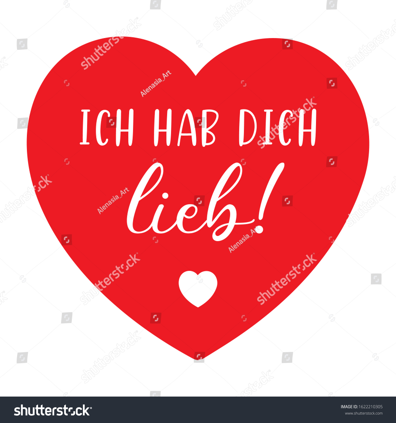 Hand sketched „Ich hab Dich lieb“ German quote, - Royalty Free Stock ...