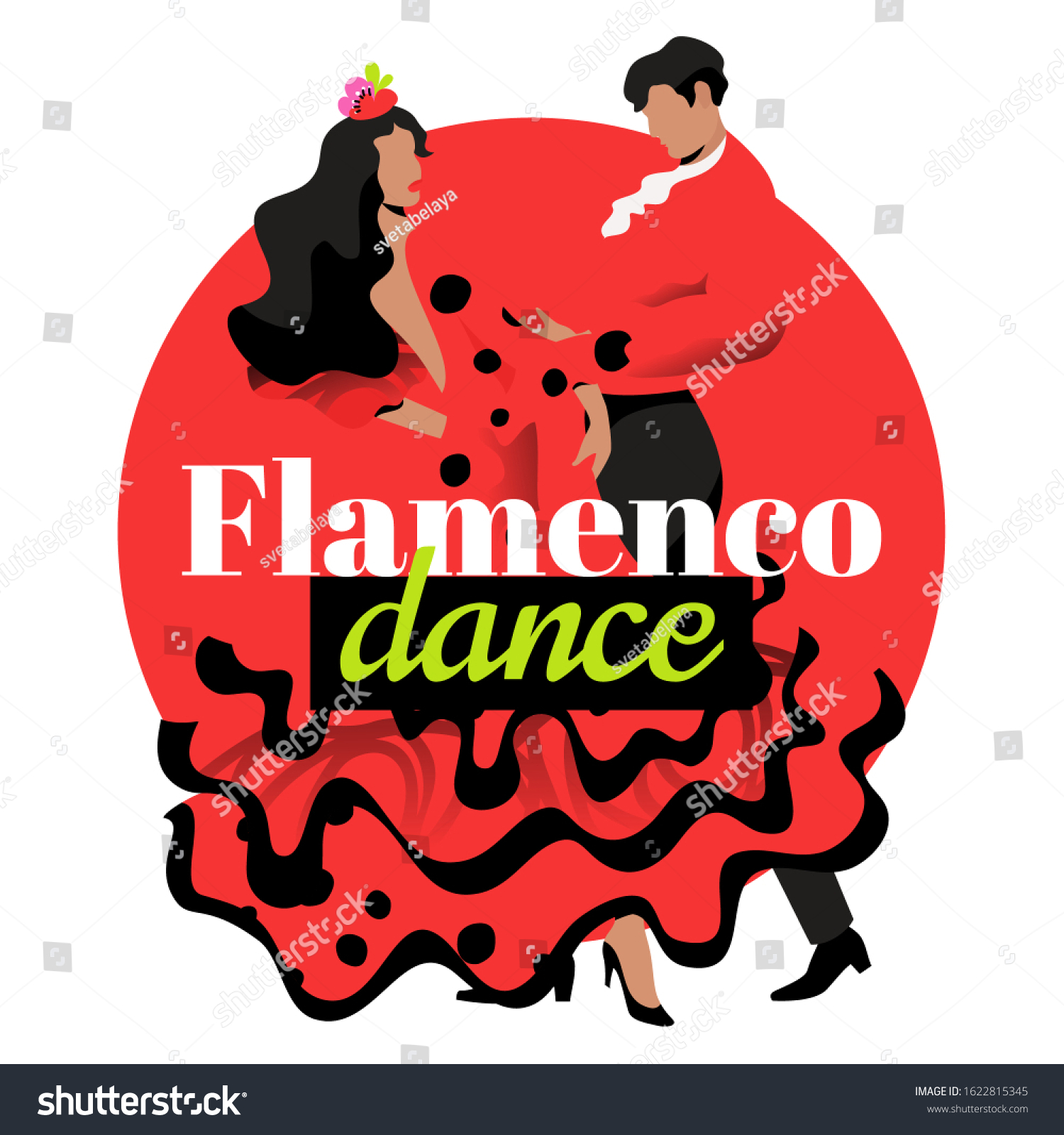 Red flamenco dancers template with text. Two - Royalty Free Stock ...