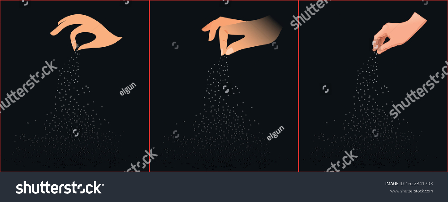 salt sprinkling. human hands vector. #1622841703