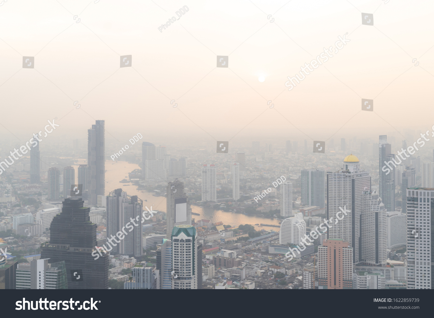 Bangkok City Thailand air pollution remains at hazardous levels PM 2.5  pollutants - dust and smoke high level PM 2.5 #1622859739