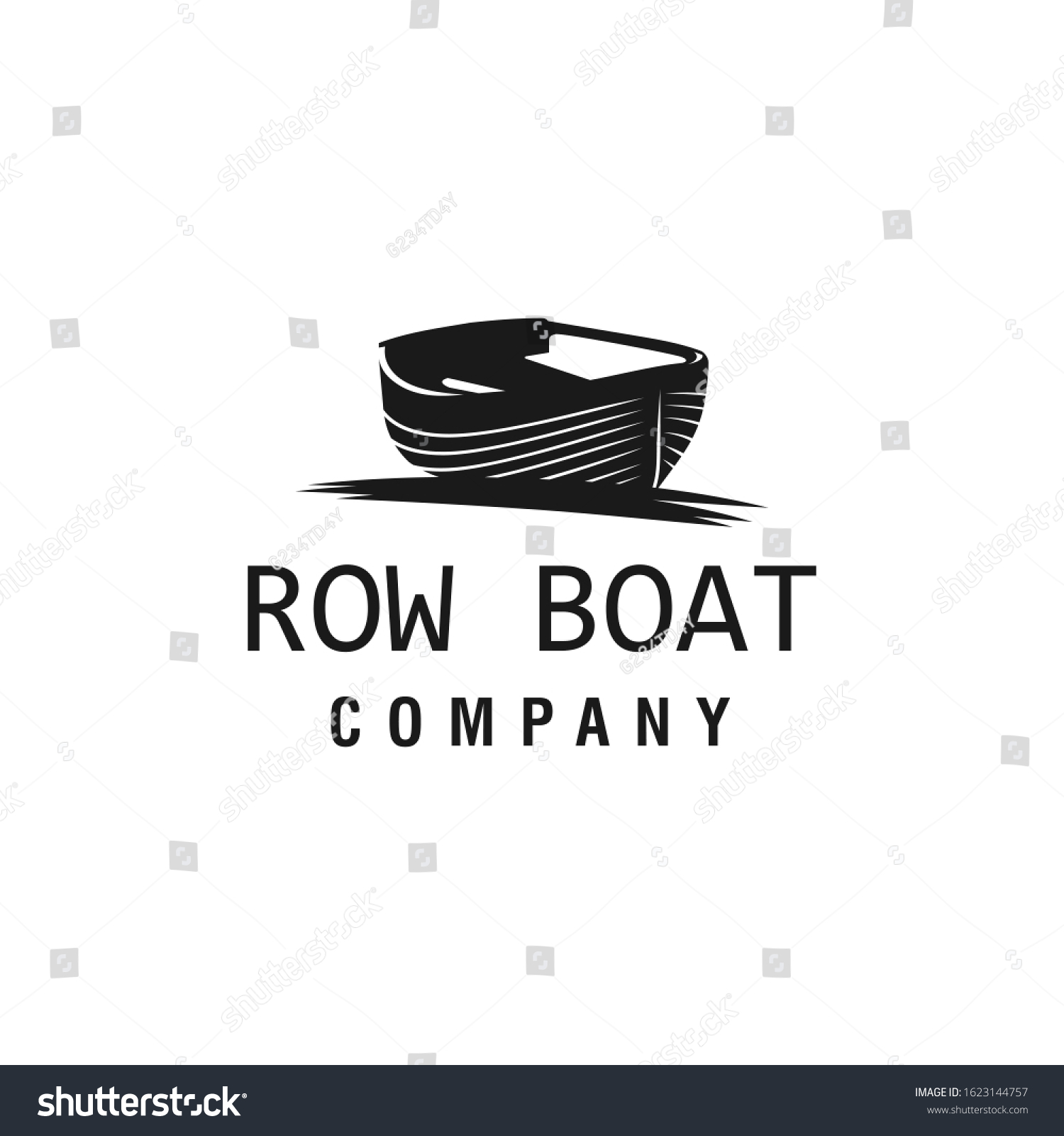 Wooden Boat. Row Boat Logo Design. Vector - Royalty Free Stock Vector 