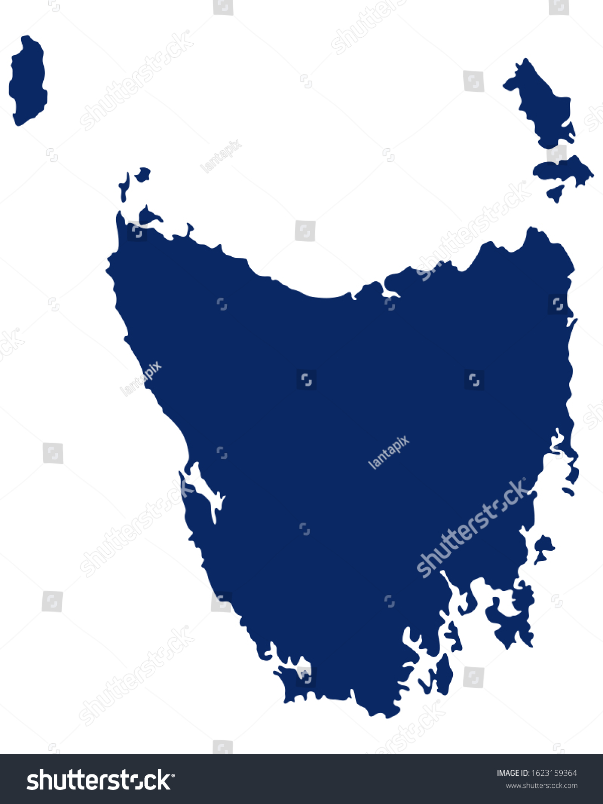 Map of Tasmania in blue colour - Royalty Free Stock Vector 1623159364 ...