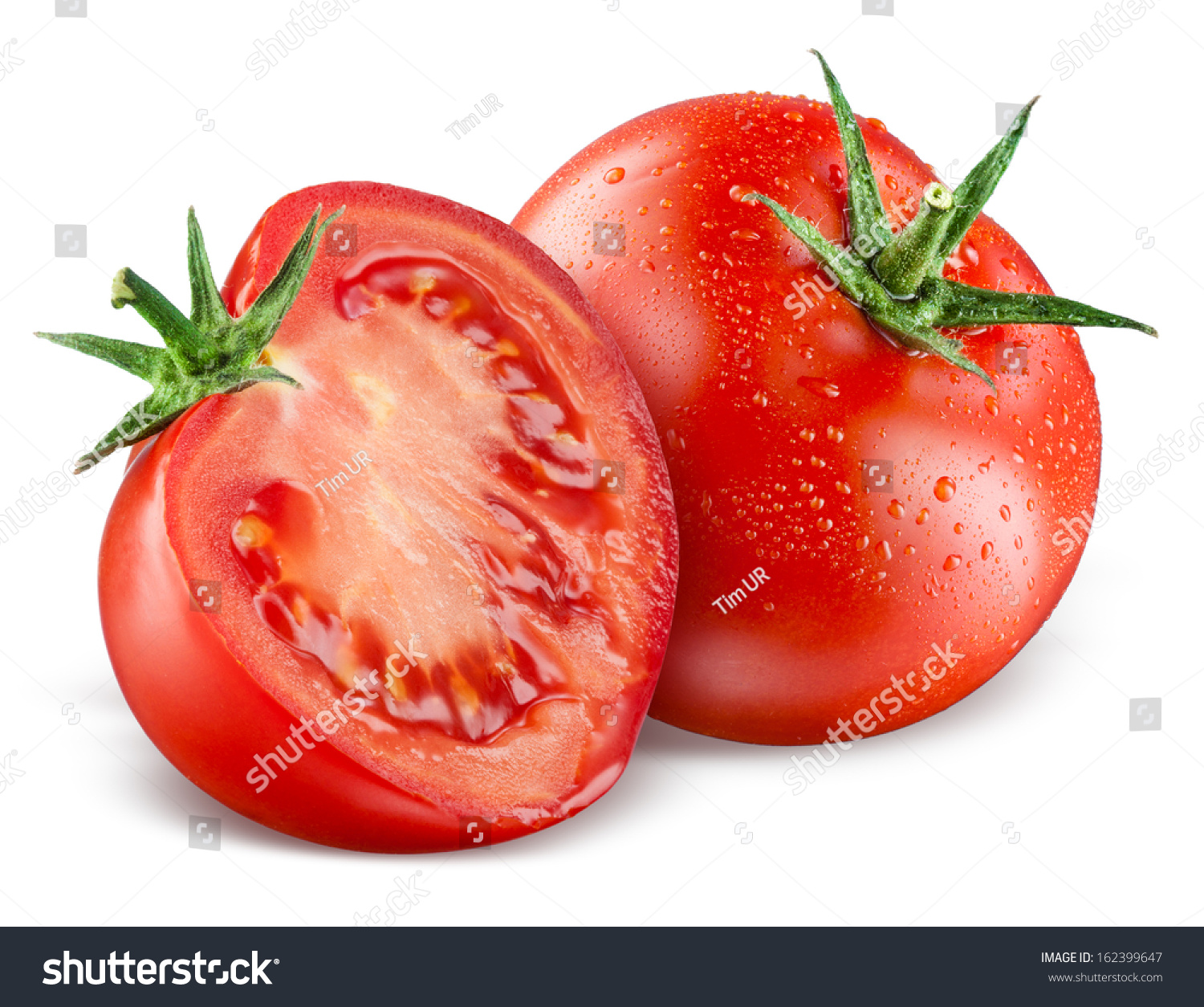 Tomatoes. Whole and a half isolated on white #162399647
