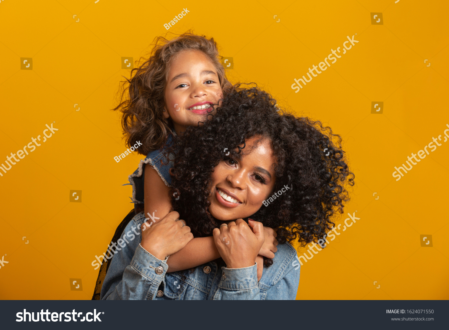 happy mother's day! Adorable sweet young afro-american mother with cute little daugh.  #1624071550