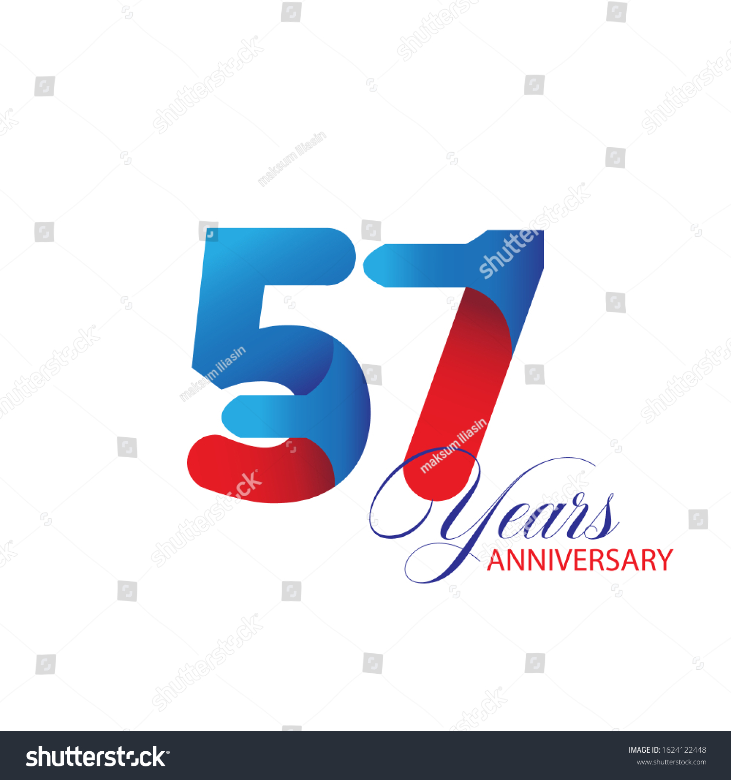 57 Year Anniversary Vector Template Design Royalty Free Stock Vector
