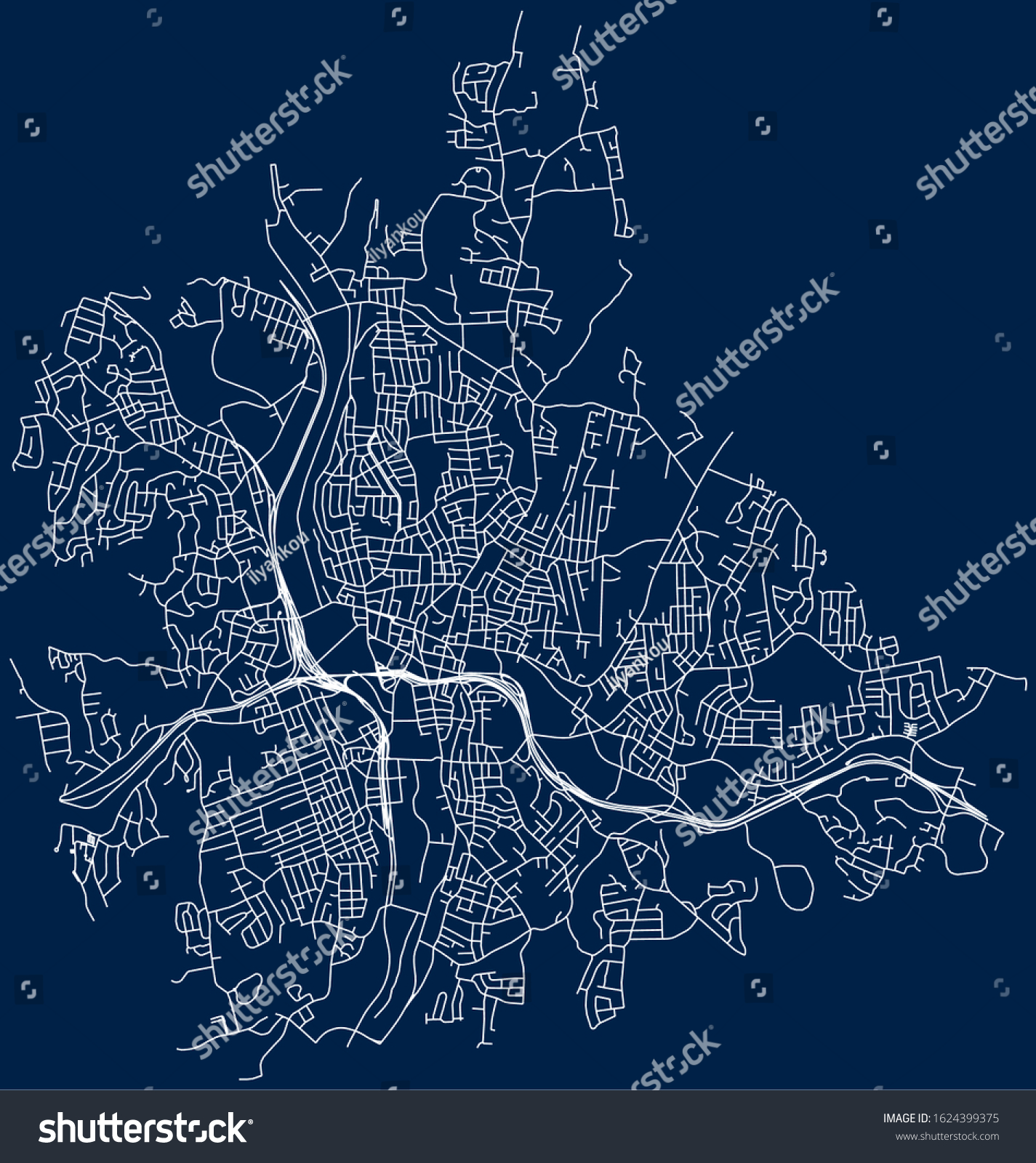 Road map of Waterbury, Connecticut, in vector - Royalty Free Stock ...