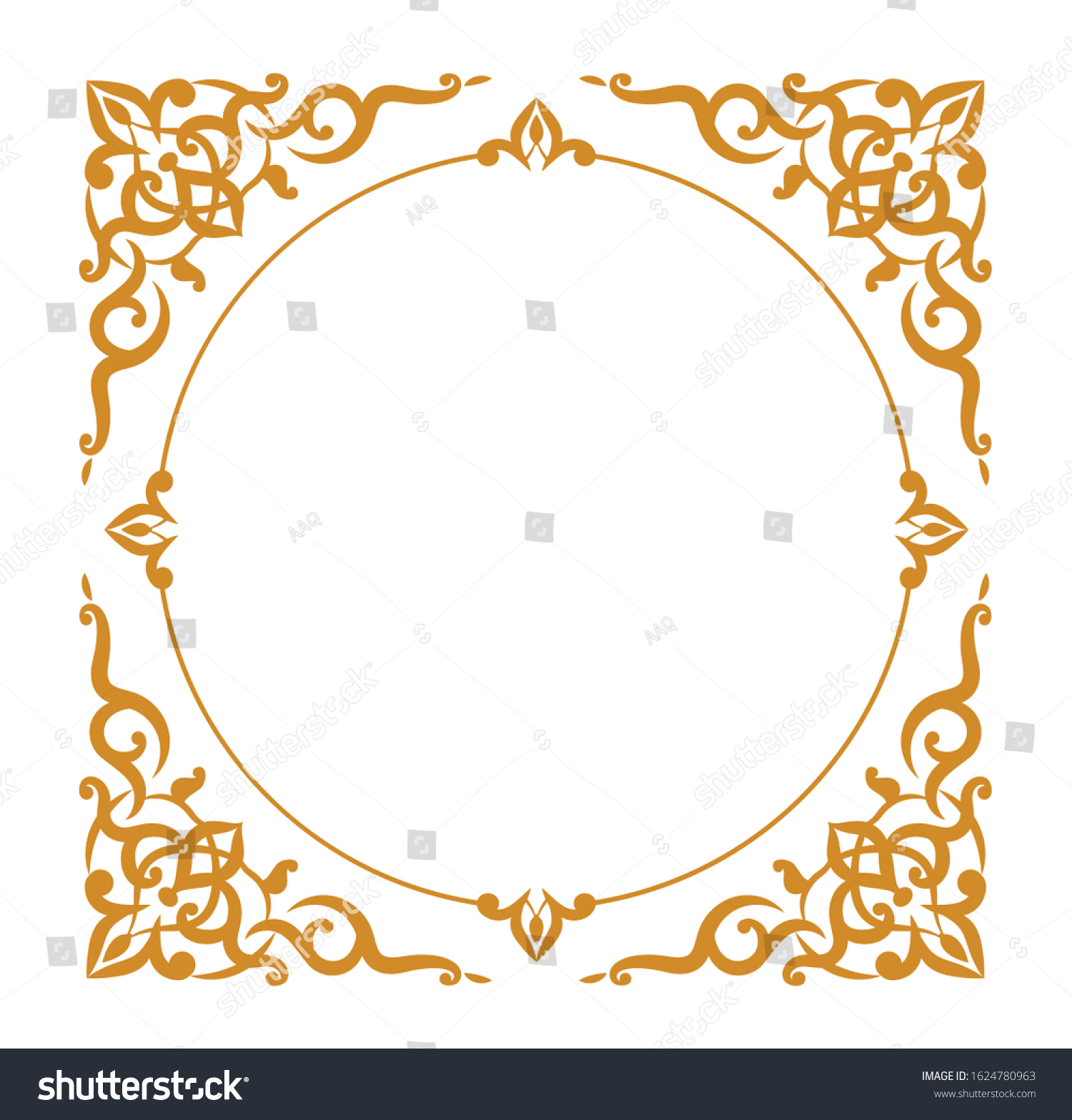 Vector oriental frame - corners and circle - - Royalty Free Stock ...