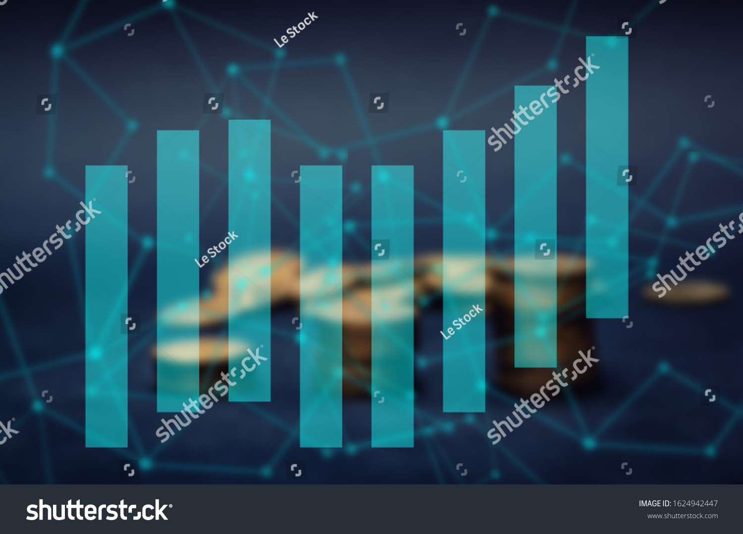 Business graph, bar graph up, successful investment, stock market, economy layout #1624942447