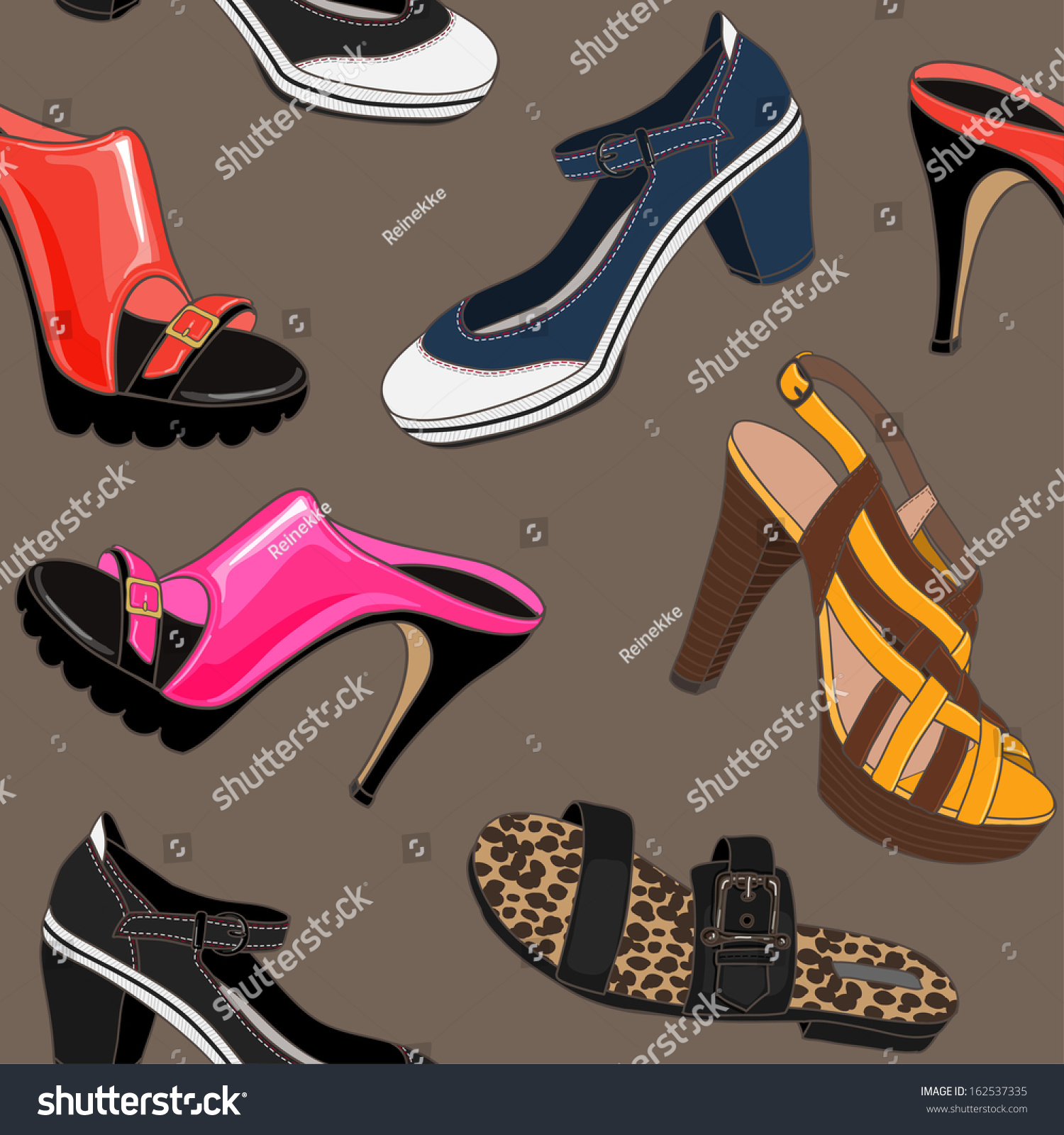 Modern female shoes. Seamless pattern for your design  #162537335