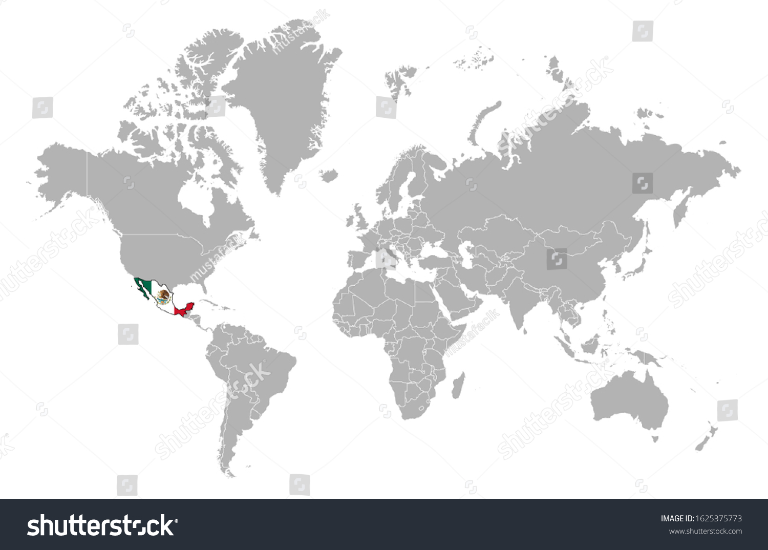 Mexico on detailed world map. With overlay - Royalty Free Stock Vector 1625375773 - Avopix.com