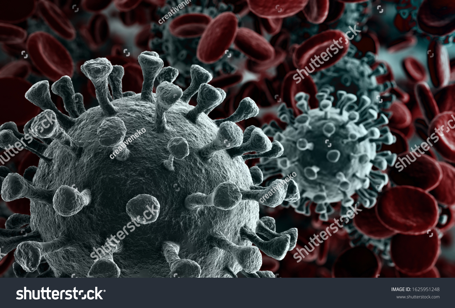 Coronavirus 2019-nCov novel coronavirus concept. Microscope virus close up. 3d rendering.
 #1625951248