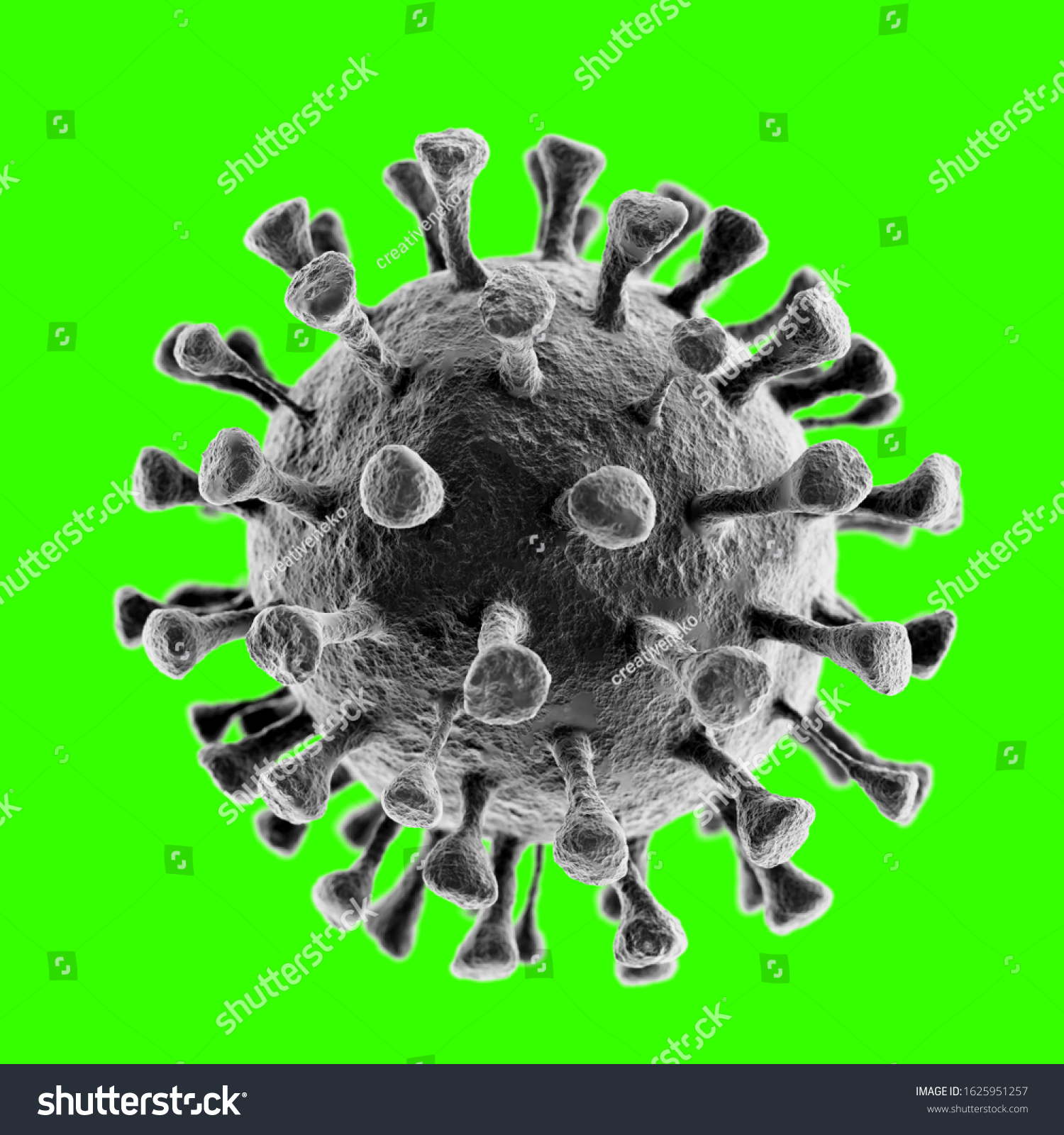 Coronavirus 2019-nCov novel coronavirus concept resposible for SARS-CoV-2 outbreak and coronaviruses influenza as dangerous flu strain cases as a pandemic. Microscope virus close up. 3d rendering.
 #1625951257