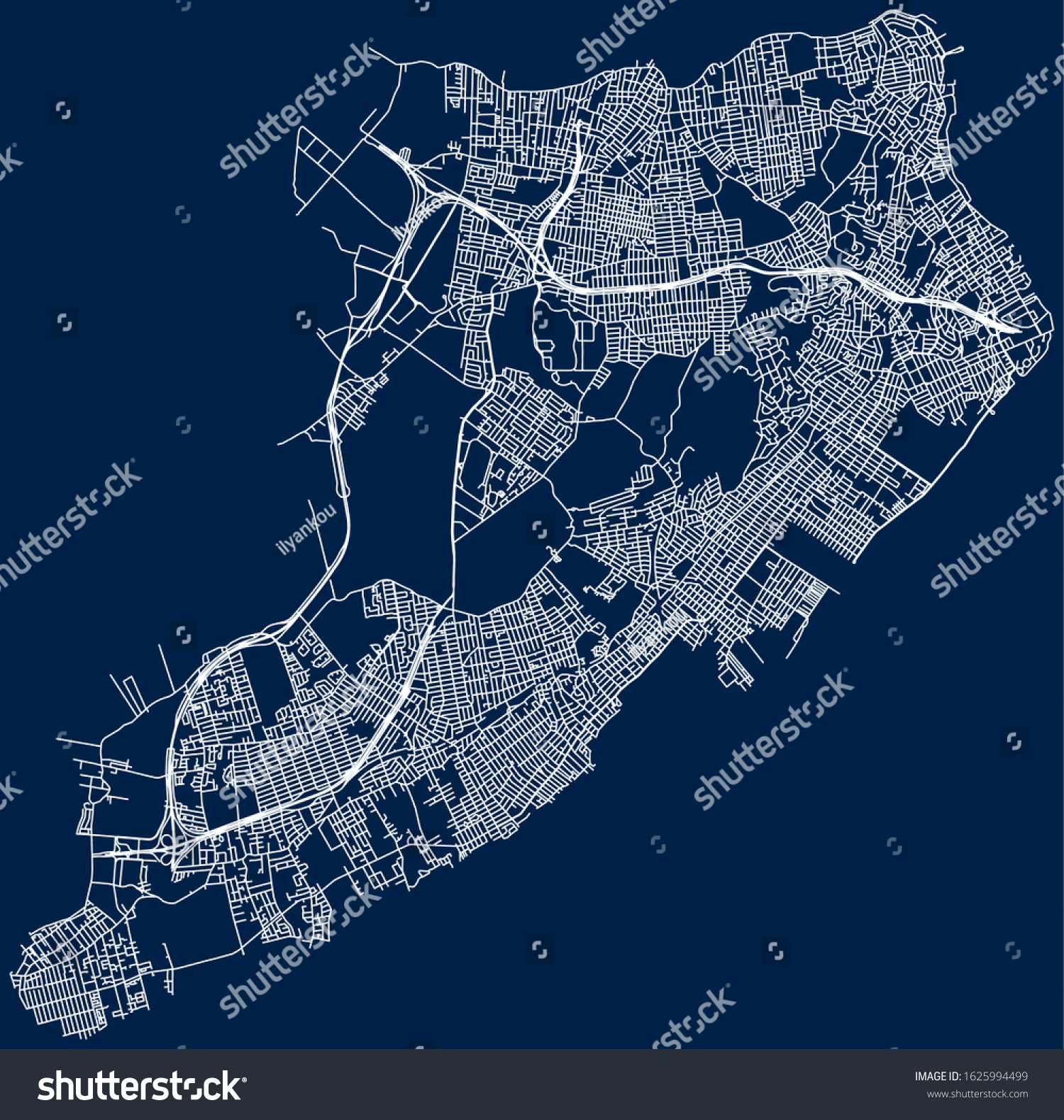 Road map of Staten Island borough, New York City - Royalty Free Stock ...