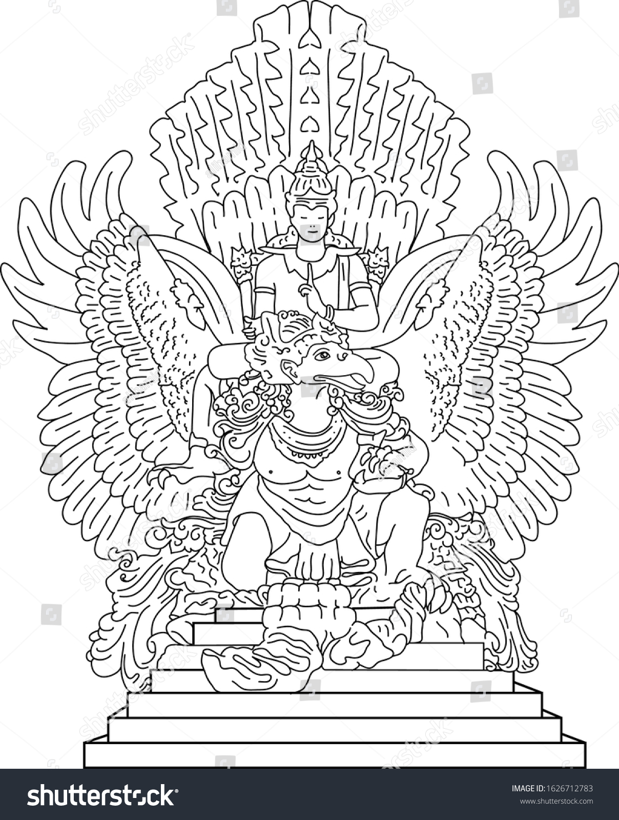 Landmark Garuda Wisnu Kencana Vector Line Art Royalty Free Stock