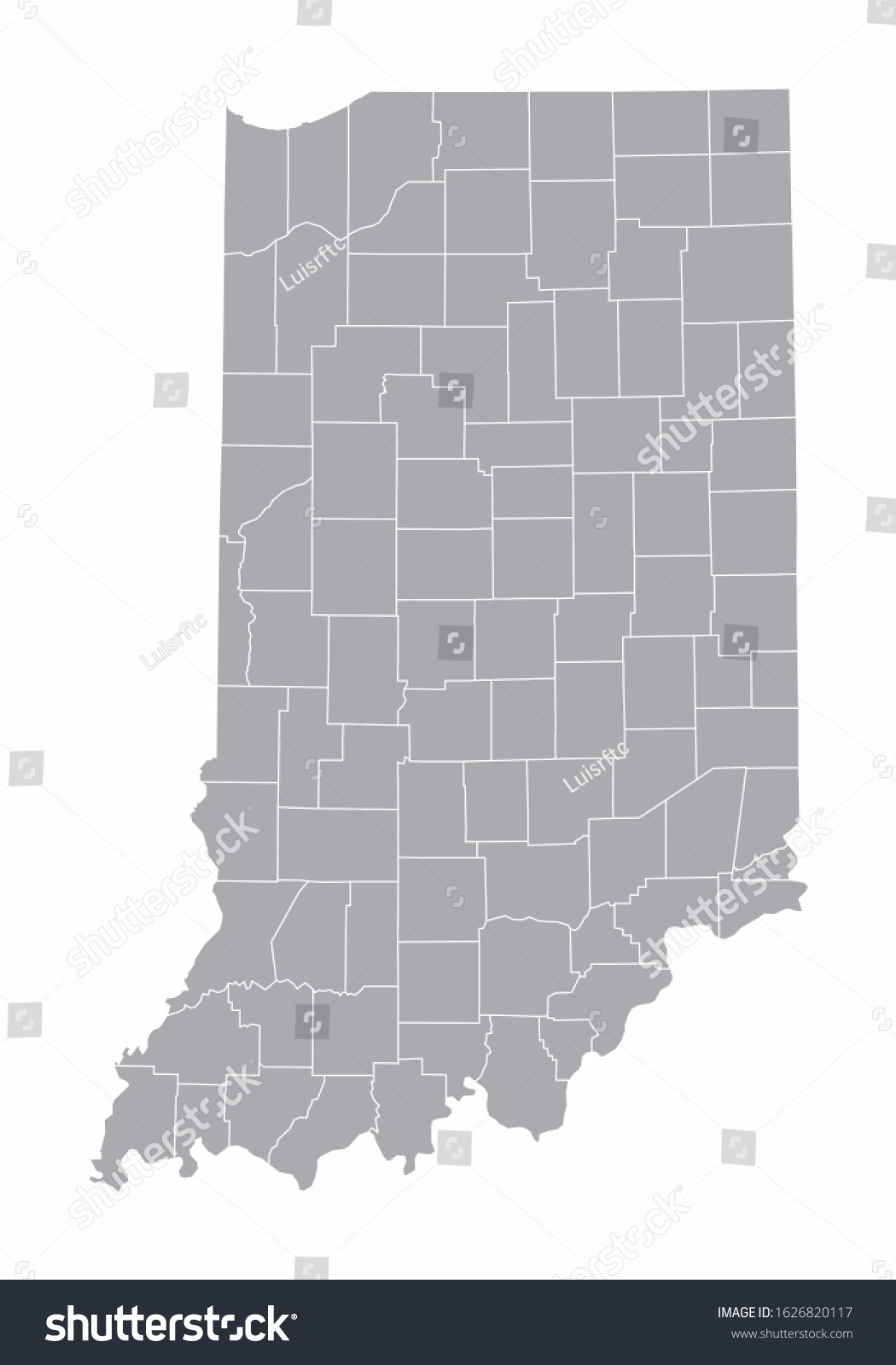 A gray Map of Indiana and its counties - Royalty Free Stock Photo ...