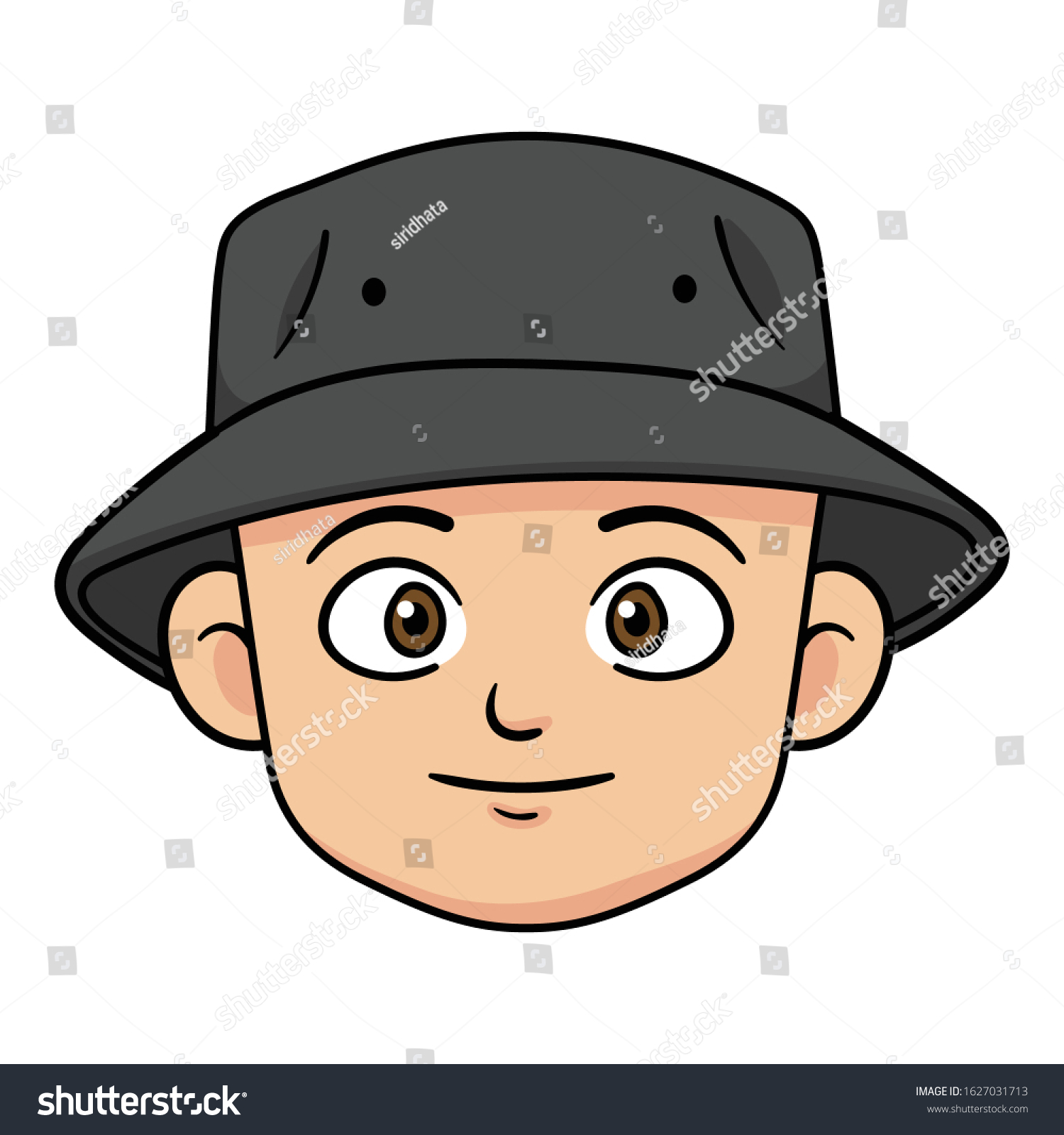 Cartoon Boy Wearing Bucket Hat Avatar - Royalty Free Stock Vector ...