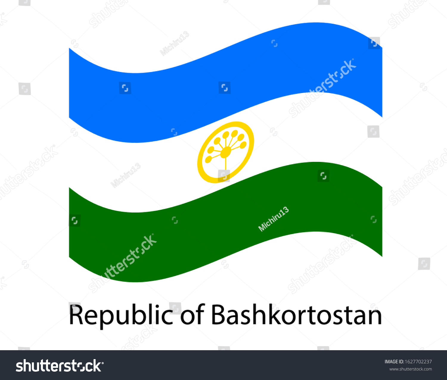 Bashkortostan flag, Russian federation territory. Ethnic Russia country flag. Flag in the wind #1627702237