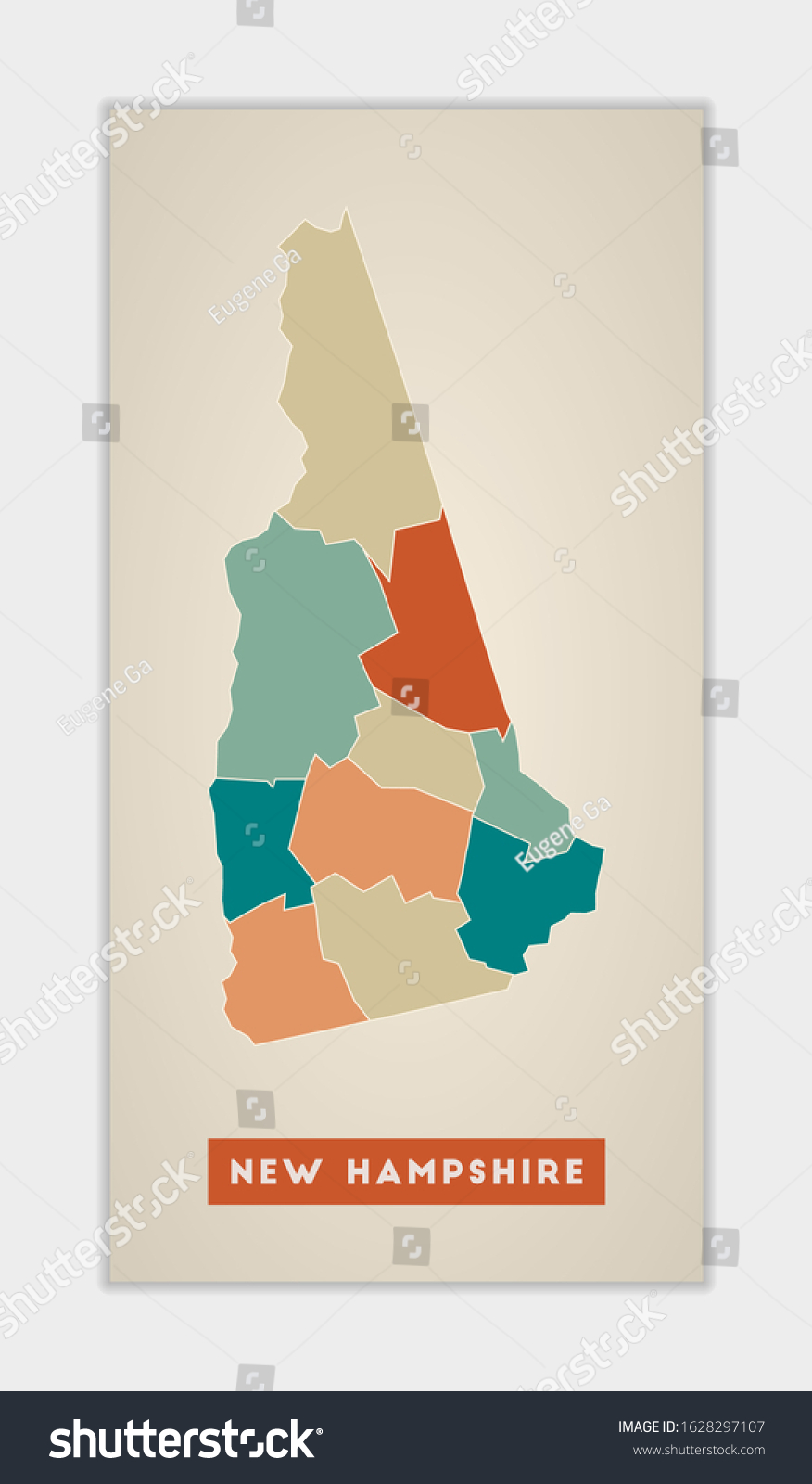 New Hampshire poster. Map of the us state with - Royalty Free Stock ...