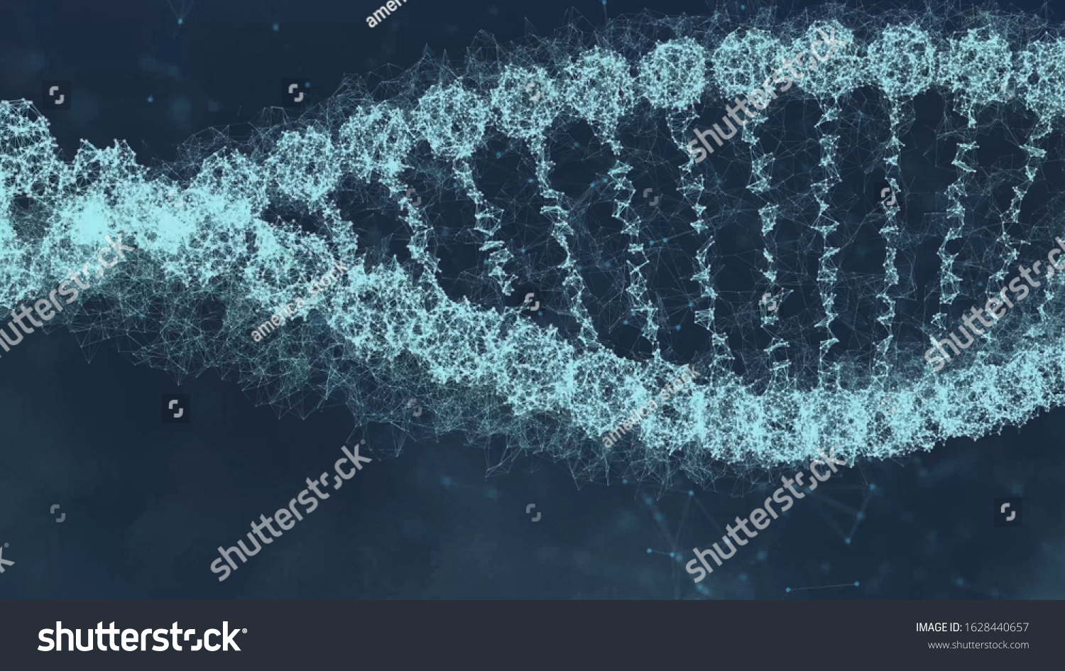 DNA molecule on ditigal blue background. Genetics concept. Animation of DNA construction. DNA molecule For visuals, biology, biotechnology, medical dashboard. DNA futuristic footage #1628440657