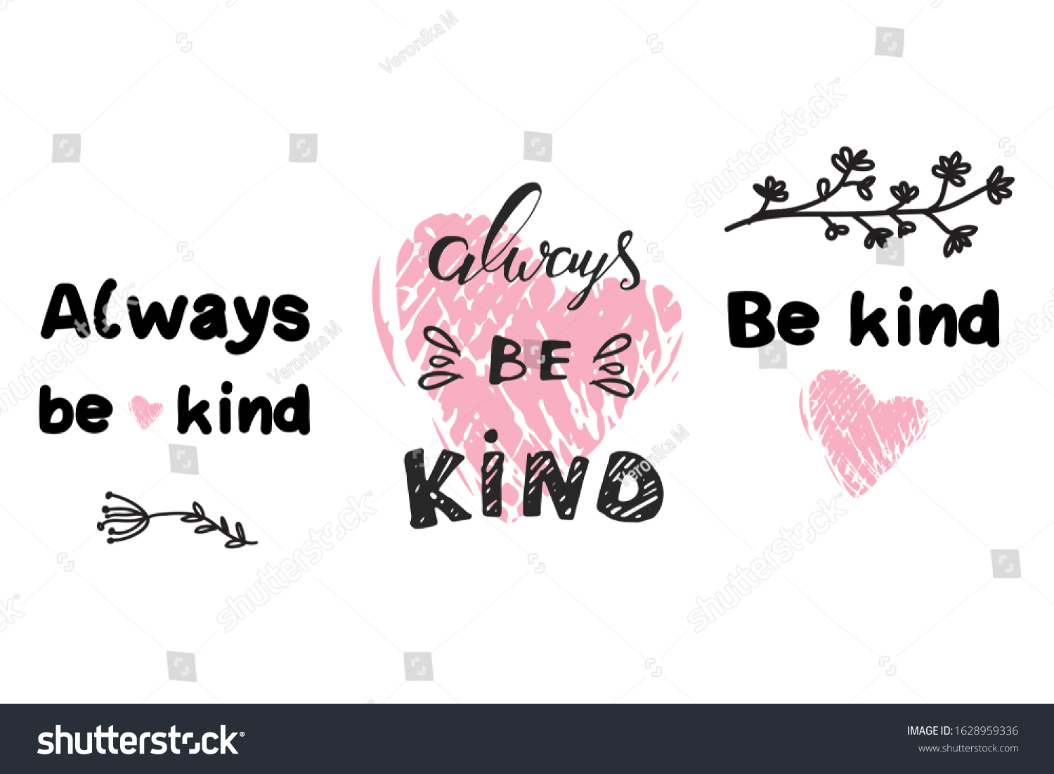 Be Kind. Always Be Kind. Hand Lettering - Royalty Free Stock Vector 