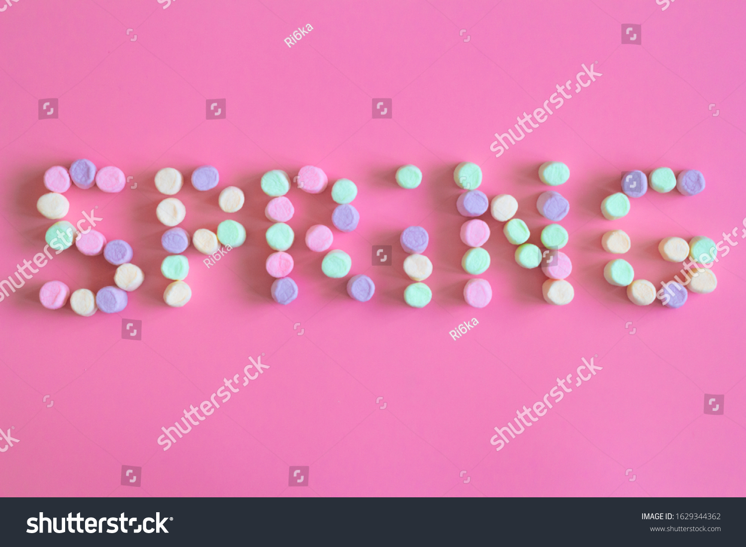  Lettering spring season marshmallow for greeting card, invitation template. template background #1629344362