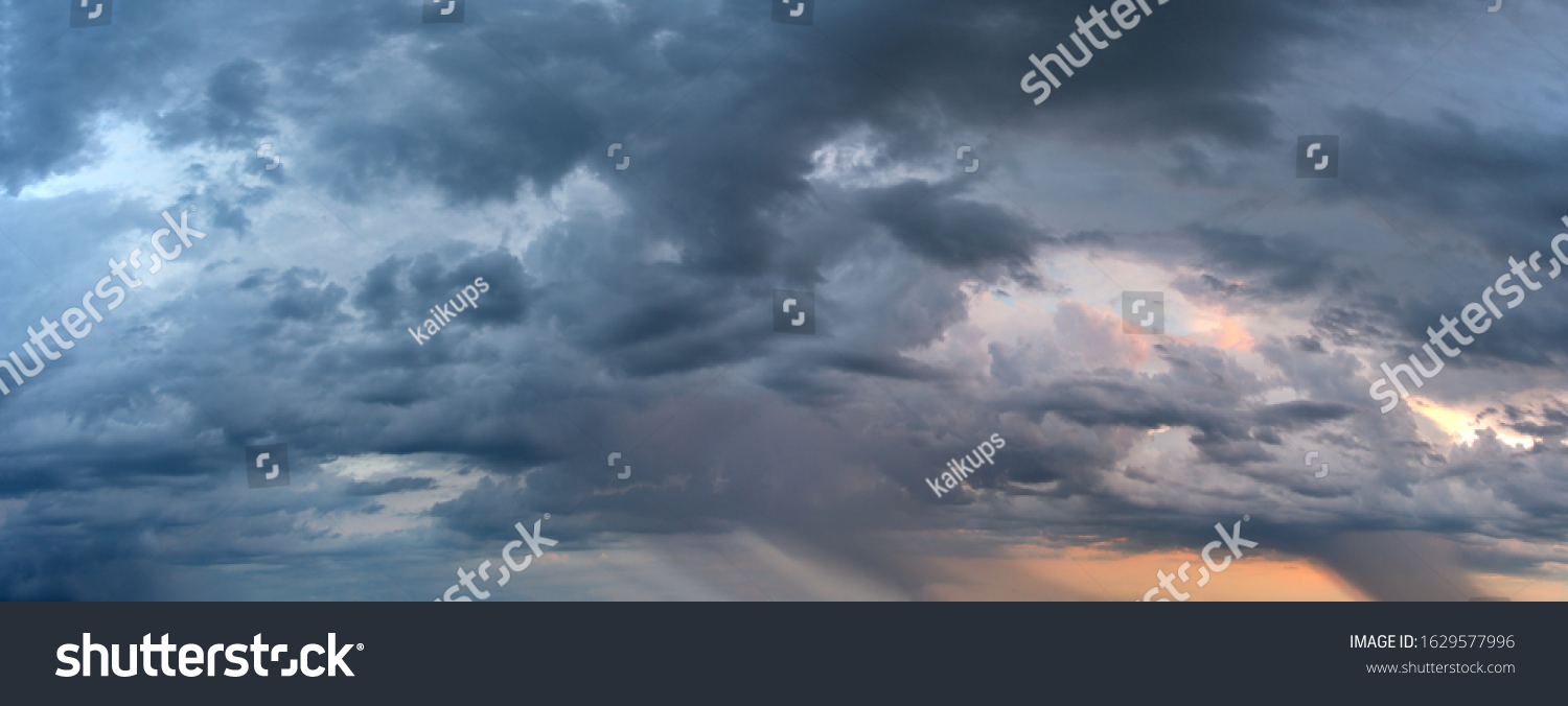 Russia. Western Siberia. Panorama of the evening sky over the fields near the city of Omsk. #1629577996