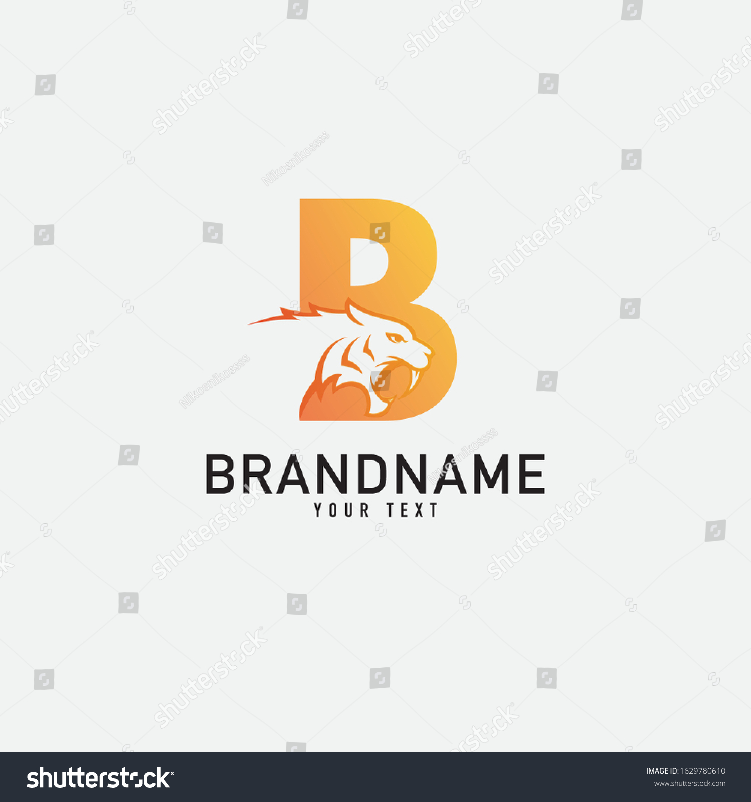 Letter B Tiger Logo Vector - Royalty Free Stock Vector 1629780610 ...