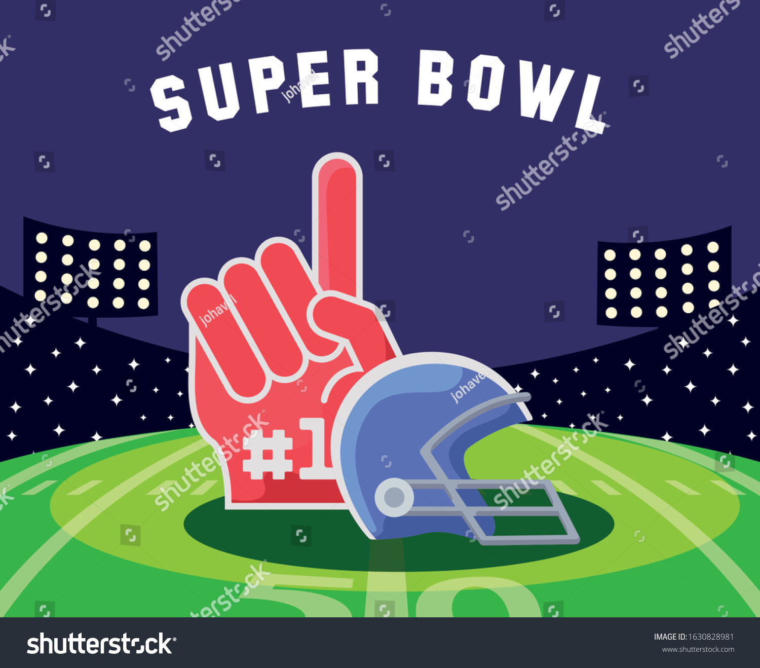 Helmet and glove over field design, Super bowl - Royalty Free Stock ...