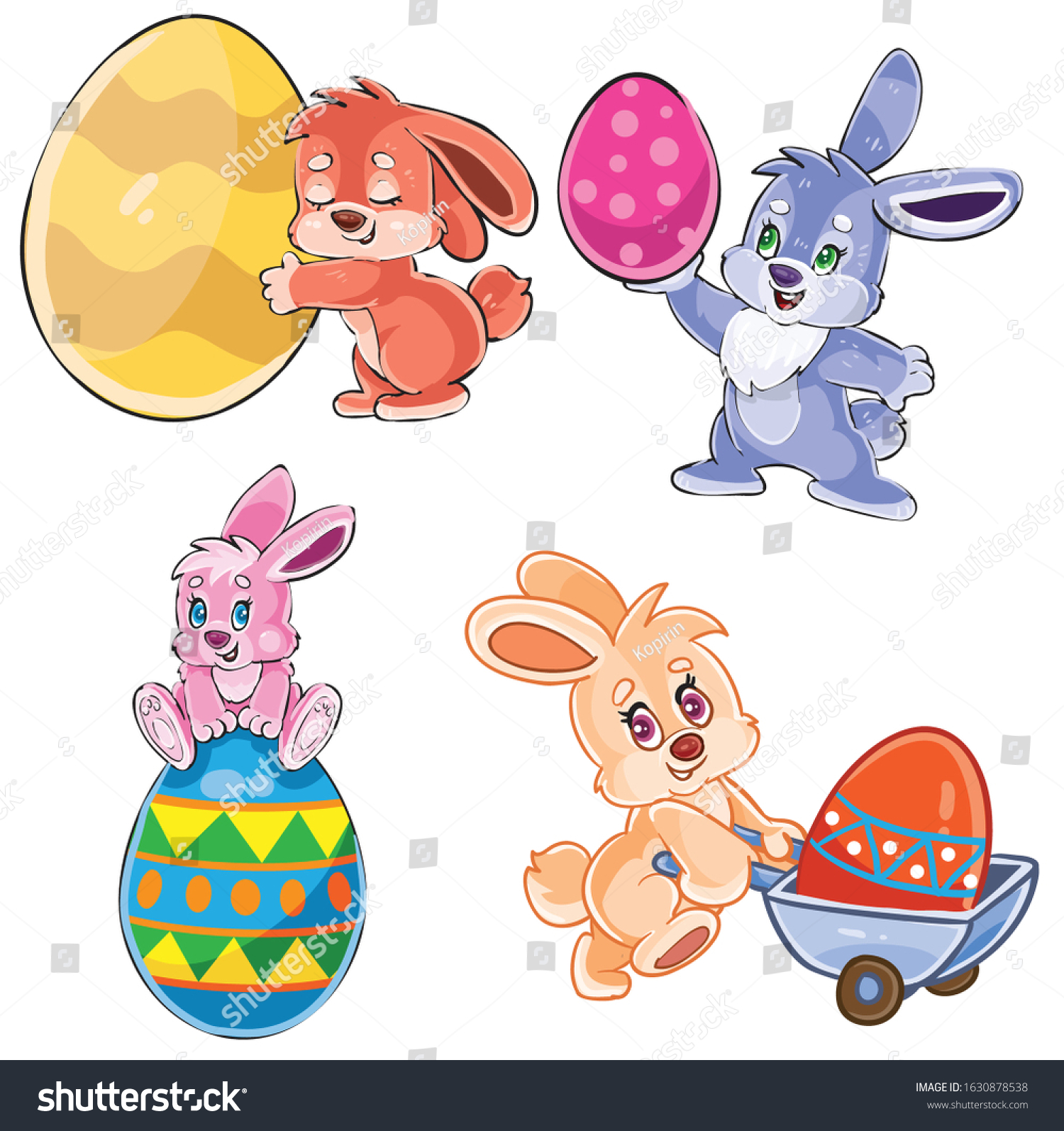 set of hares with easter eggs for the holiday, - Royalty Free Stock ...