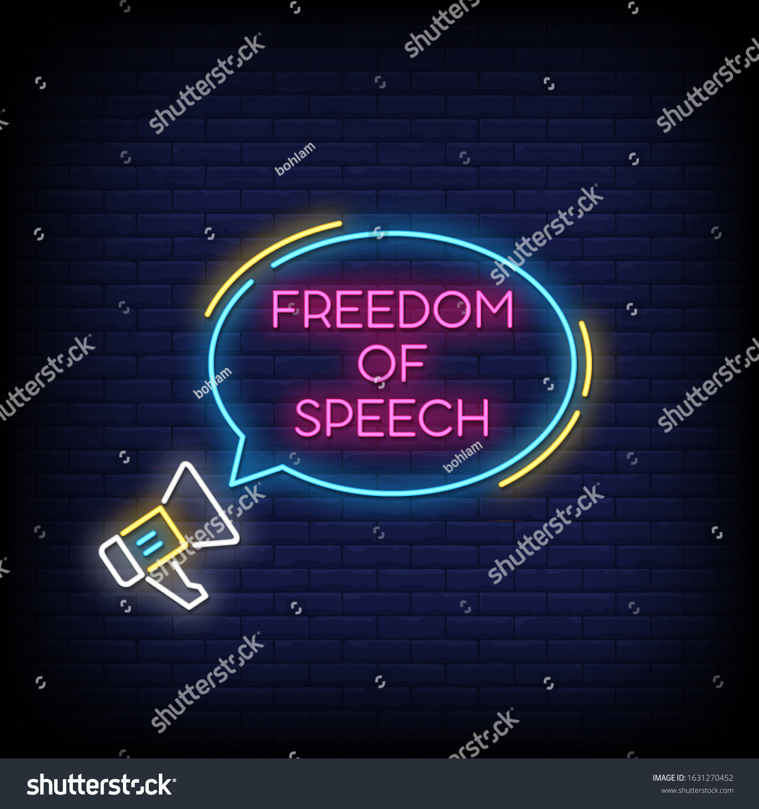 Freedom of Speech Neon Signs Style Text Vector Royalty Free Stock