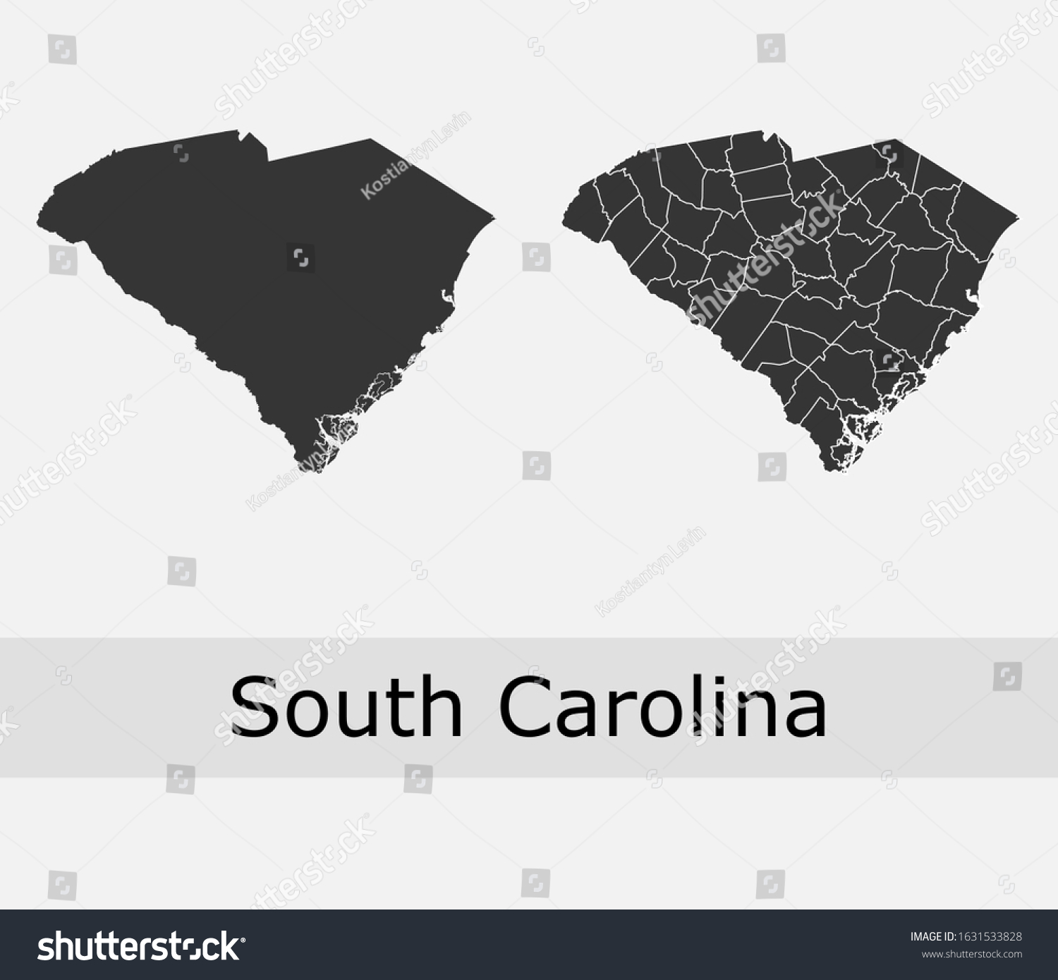 South Carolina vector maps counties, townships, - Royalty Free Stock ...